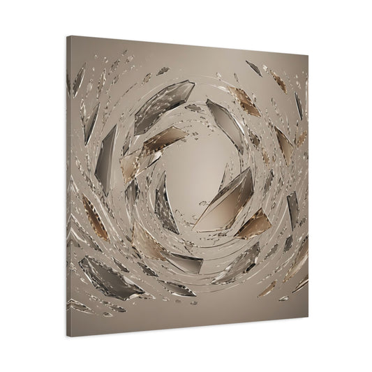 Main Mockup. Abstract Crystal Shards Brown Gray Abstract shown as stretched canvas wall art