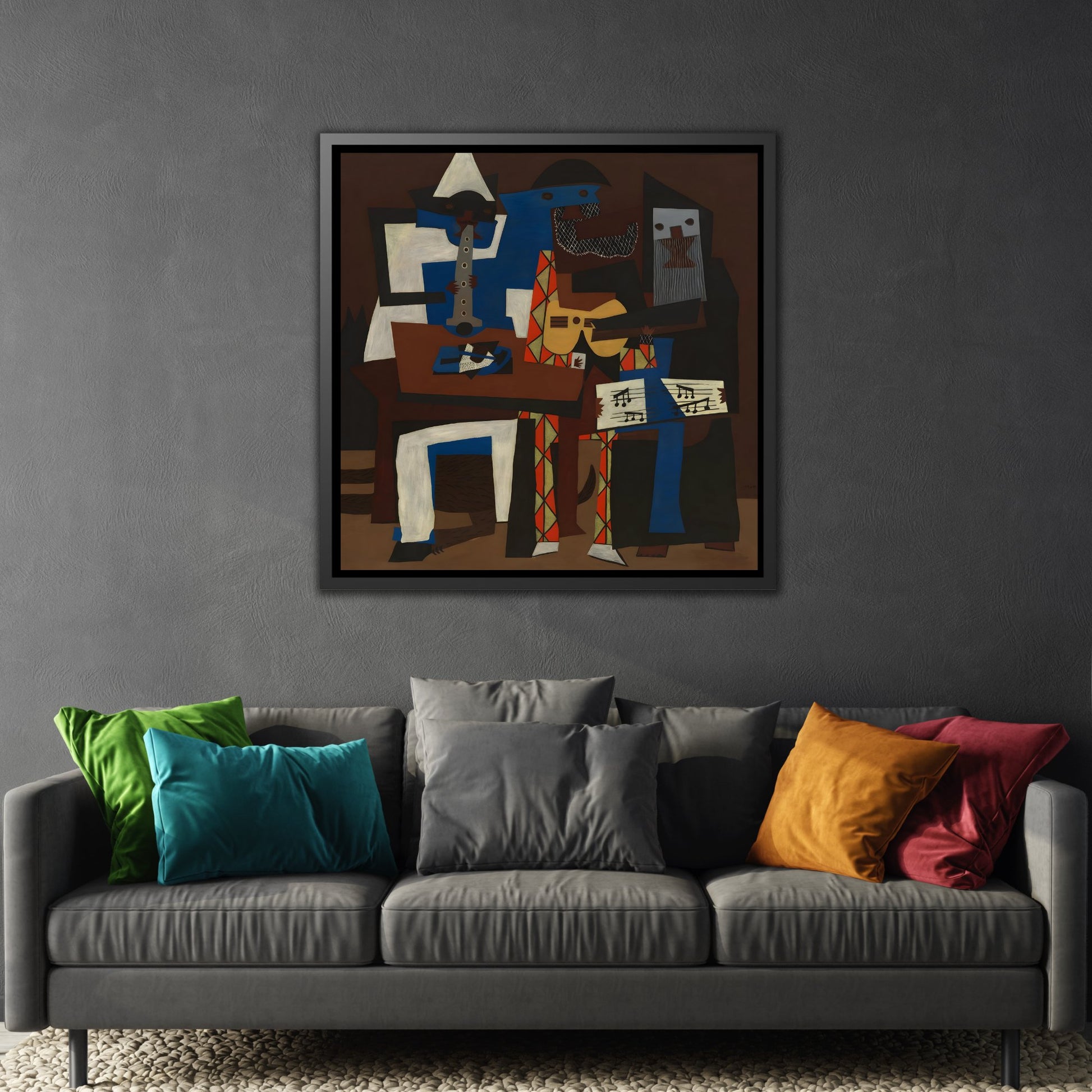 Abstract Cubist Picasso Three Musicians - Canvas Wall Art Print - YesArtYes