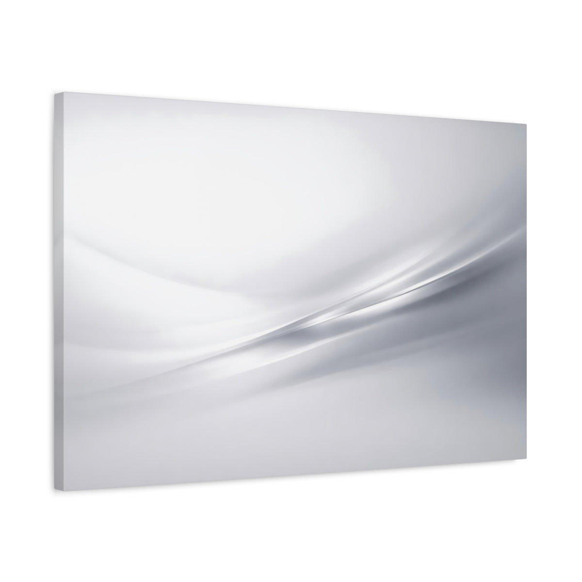 Side Mockup 2. Abstract Abstract Curves Grey And White shown as stretched canvas wall art