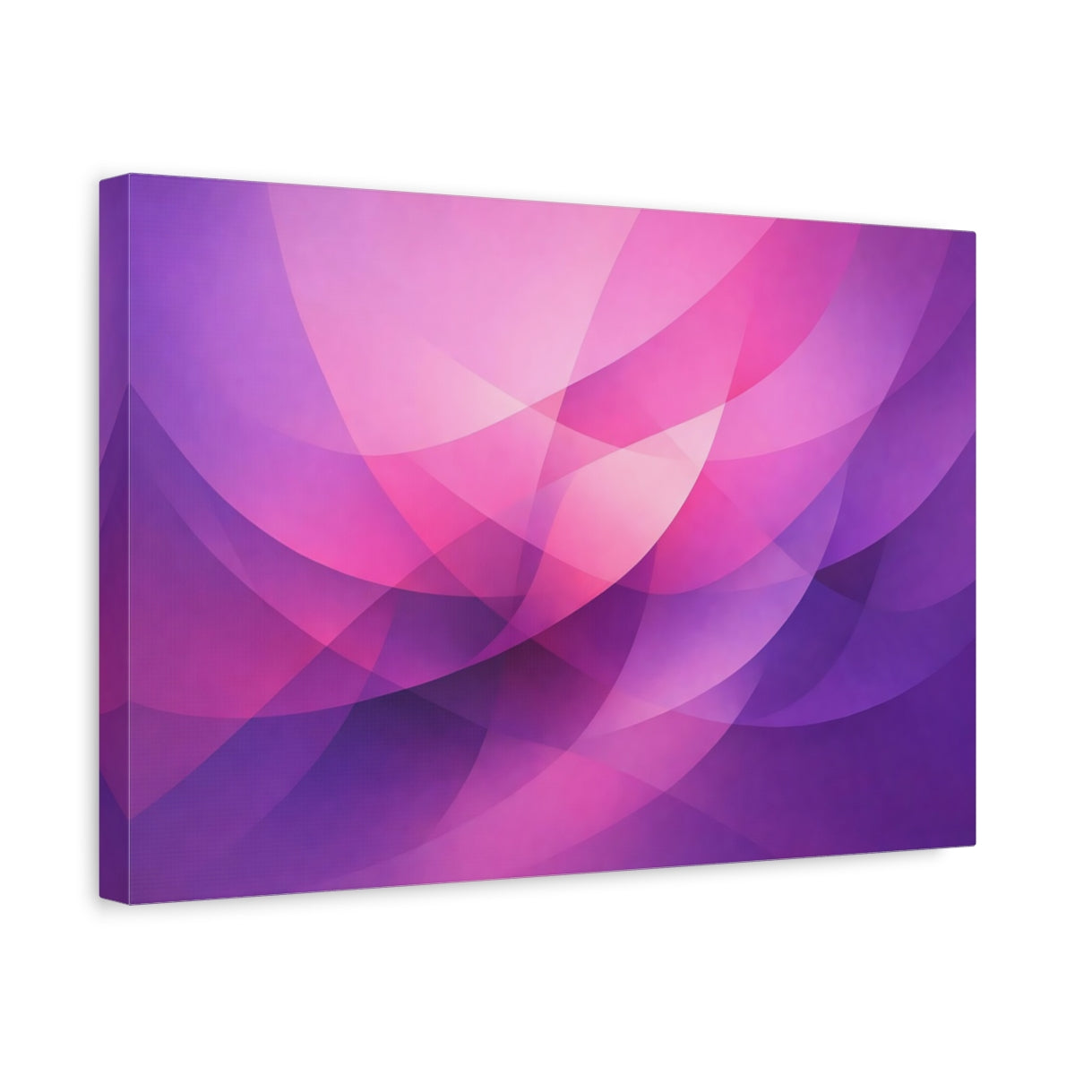 Side Mockup 4. Abstract Abstract Curves Purple And Pink shown as stretched canvas wall art