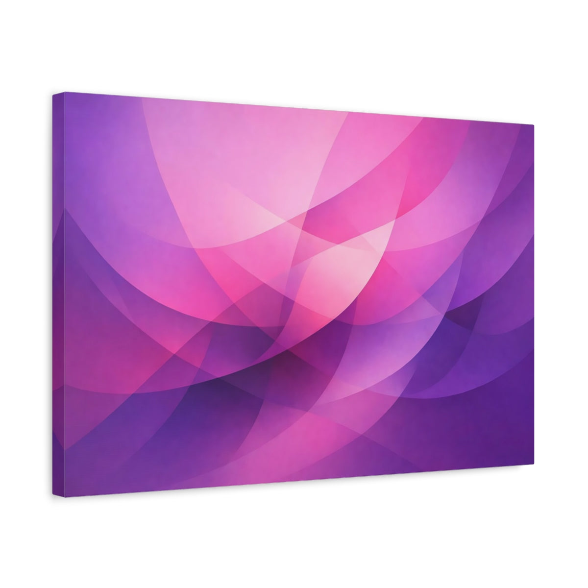 Side Mockup 3. Abstract Abstract Curves Purple And Pink shown as stretched canvas wall art