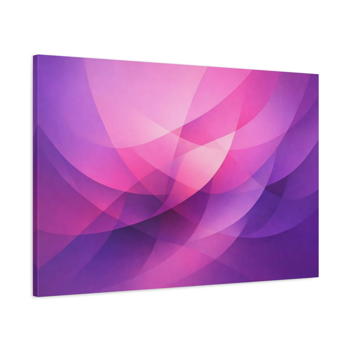 Side Mockup 1. Abstract Abstract Curves Purple And Pink shown as stretched canvas wall art