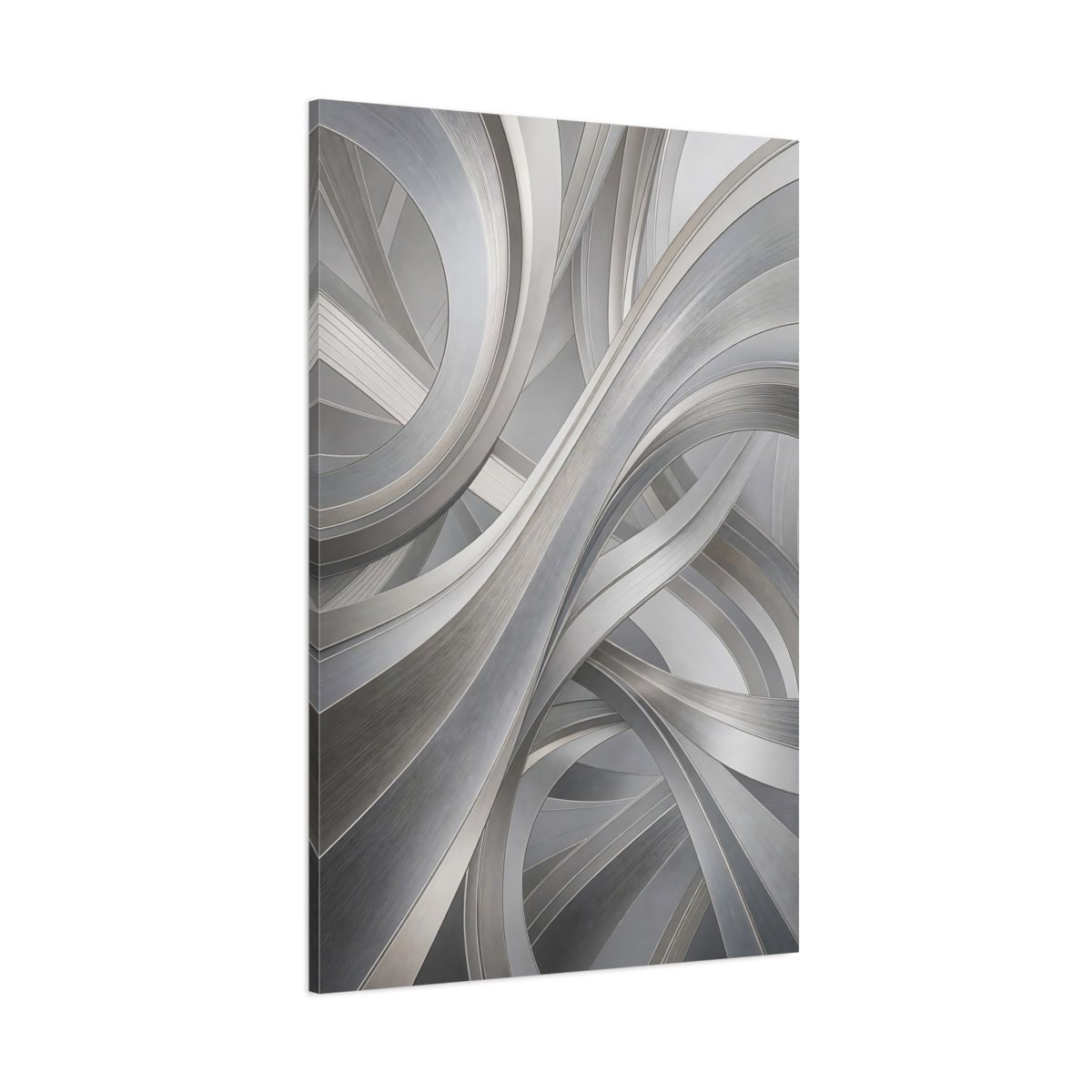Abstract Curves Silver Canvas Print – Living Room, Above Sofa, Monochrome - YesArtYes