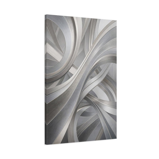 Abstract Curves Silver Canvas Print – Living Room, Above Sofa, Monochrome - YesArtYes