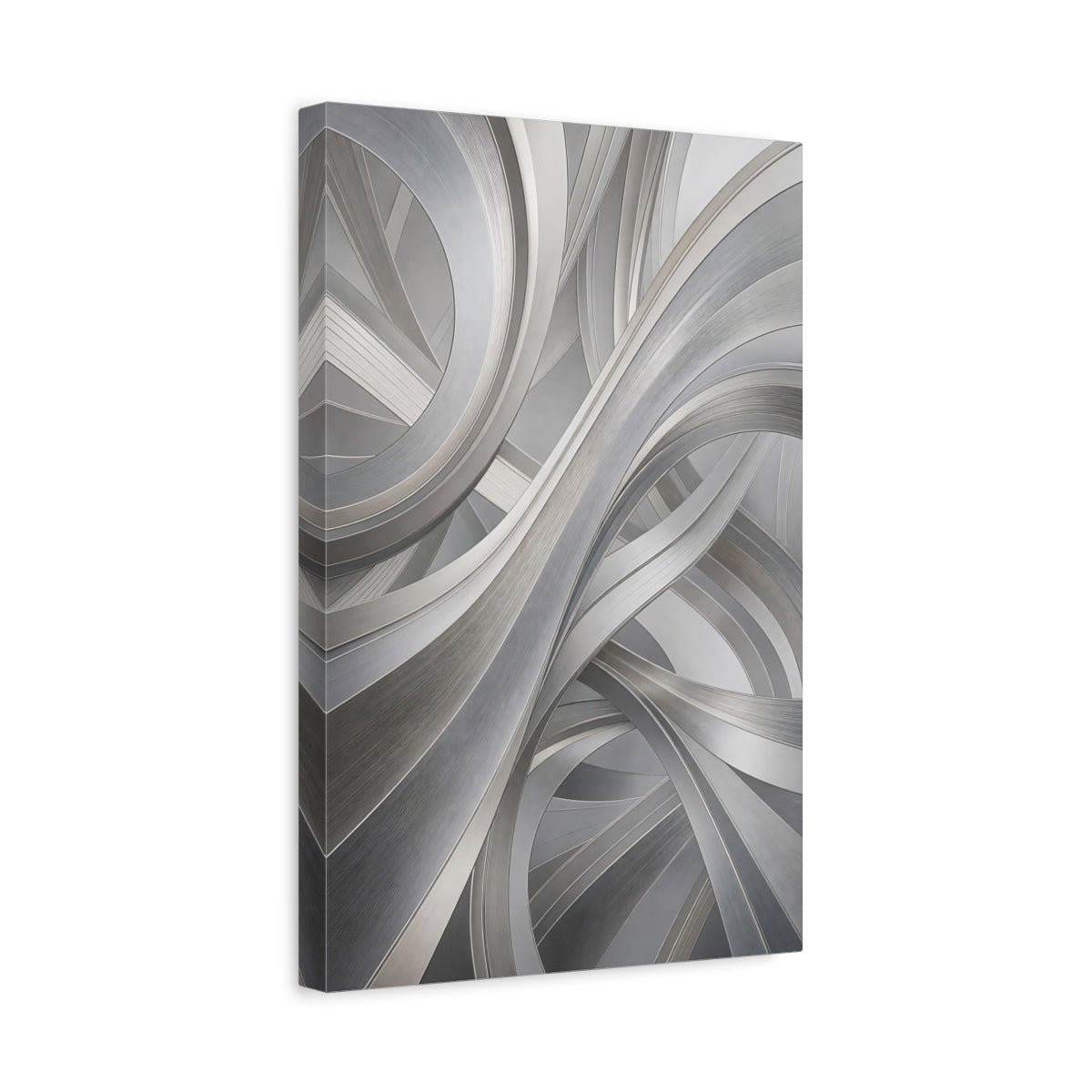 Abstract Curves Silver Canvas Print – Living Room, Above Sofa, Monochrome - YesArtYes