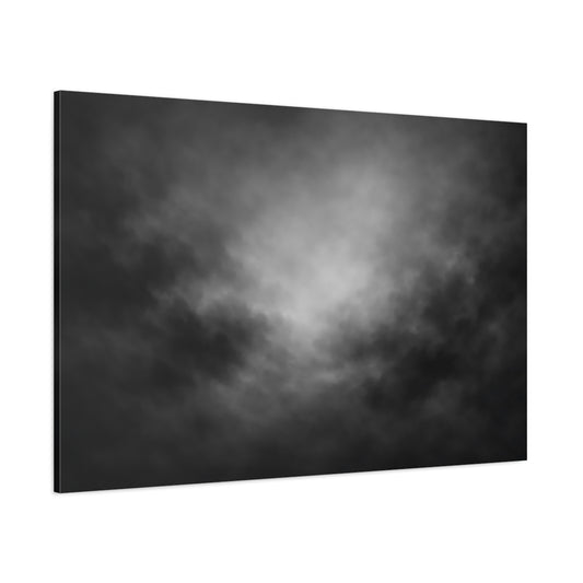 Main Mockup. Abstract Dark Clouds Black And White shown as stretched canvas wall art