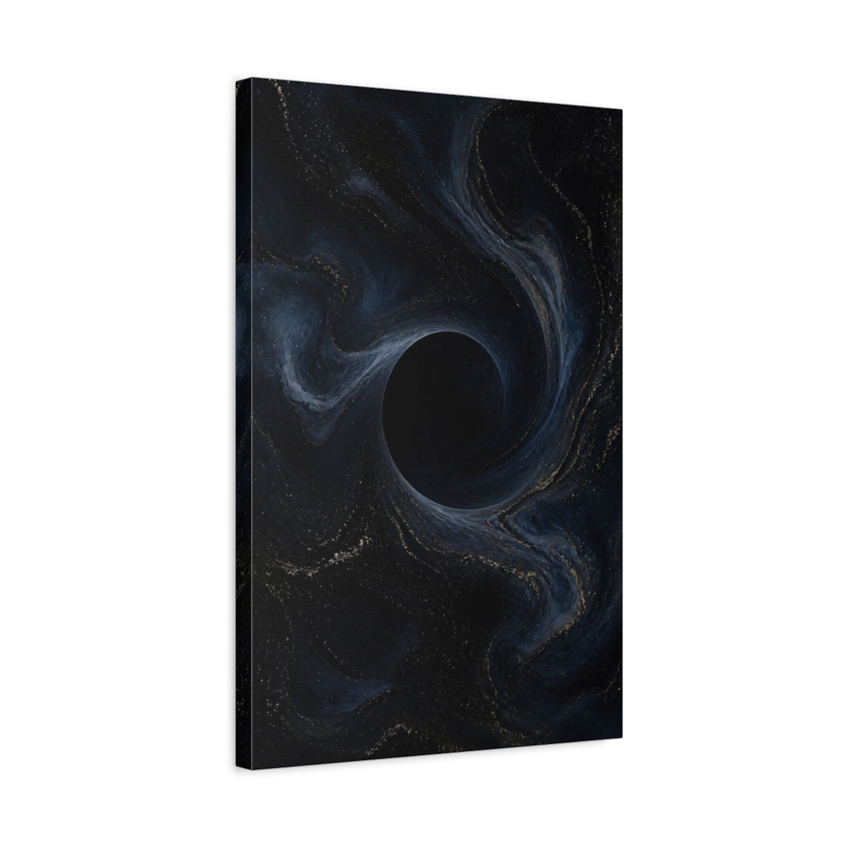 Side Mockup 3. Abstract Dark Vortex shown as canvas print