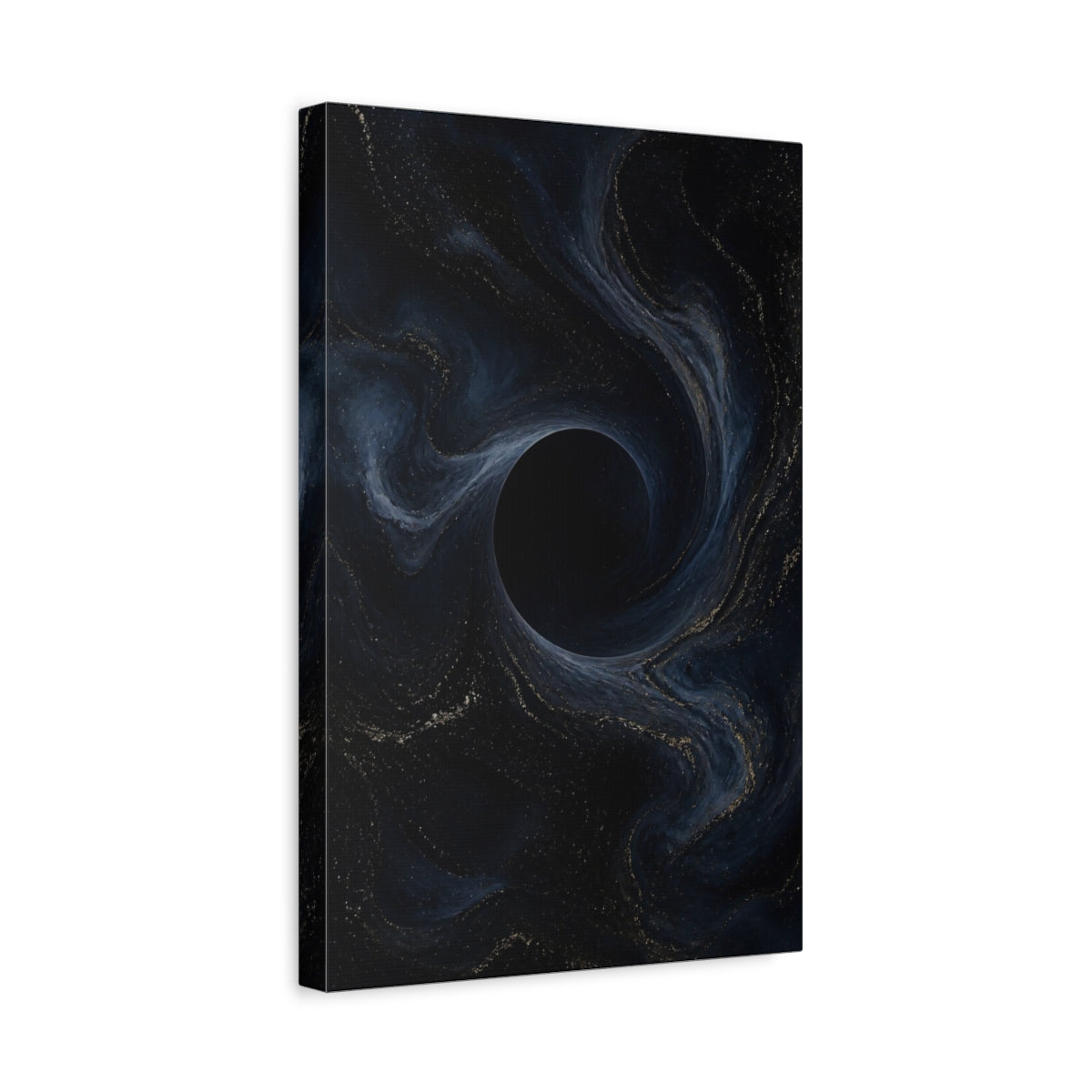 Side Mockup 4. Abstract Dark Vortex shown as canvas print