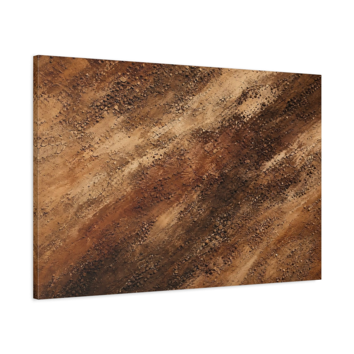 Main Mockup. Abstract Dirt Texture Brown And Tan shown as stretched canvas wall art