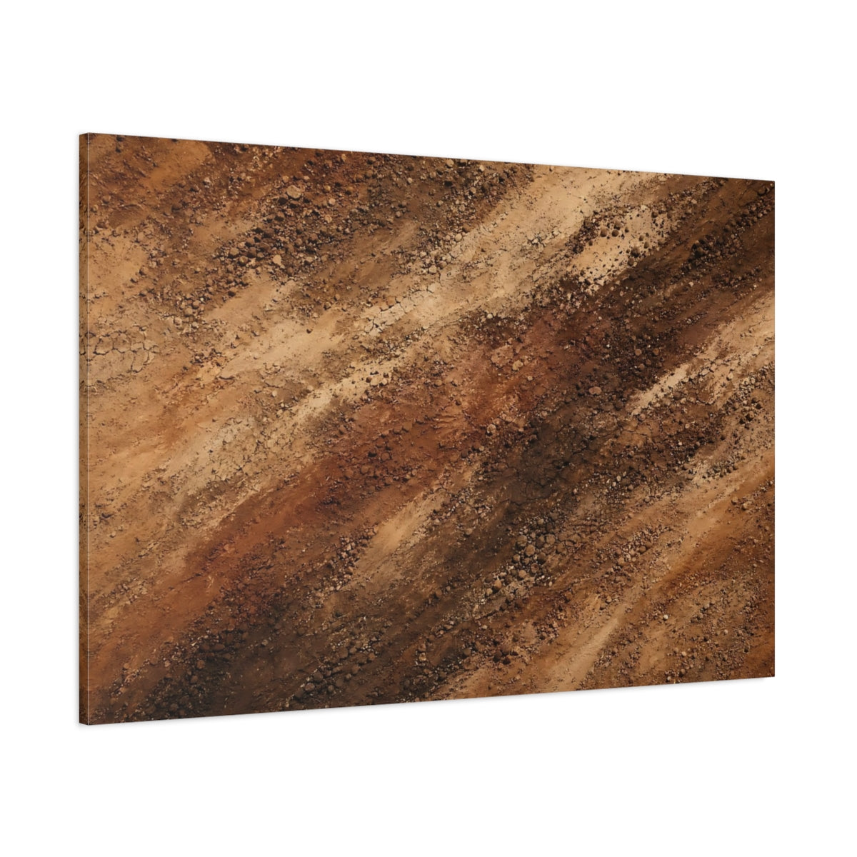Side Mockup 1. Abstract Dirt Texture Brown And Tan shown as stretched canvas wall art