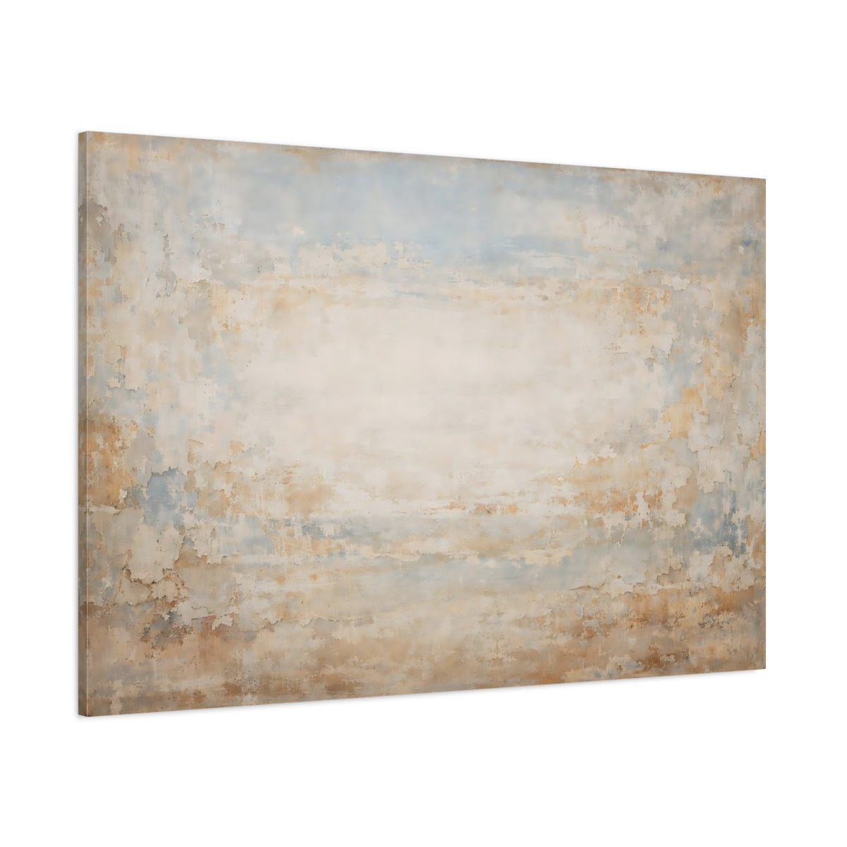 Main Mockup. Abstract Distressed Texture Blue Beige Texture shown as stretched canvas wall art