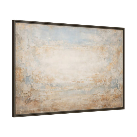 Main Mockup. Abstract Distressed Texture Distressed Beige Blue shown as stretched canvas wall art