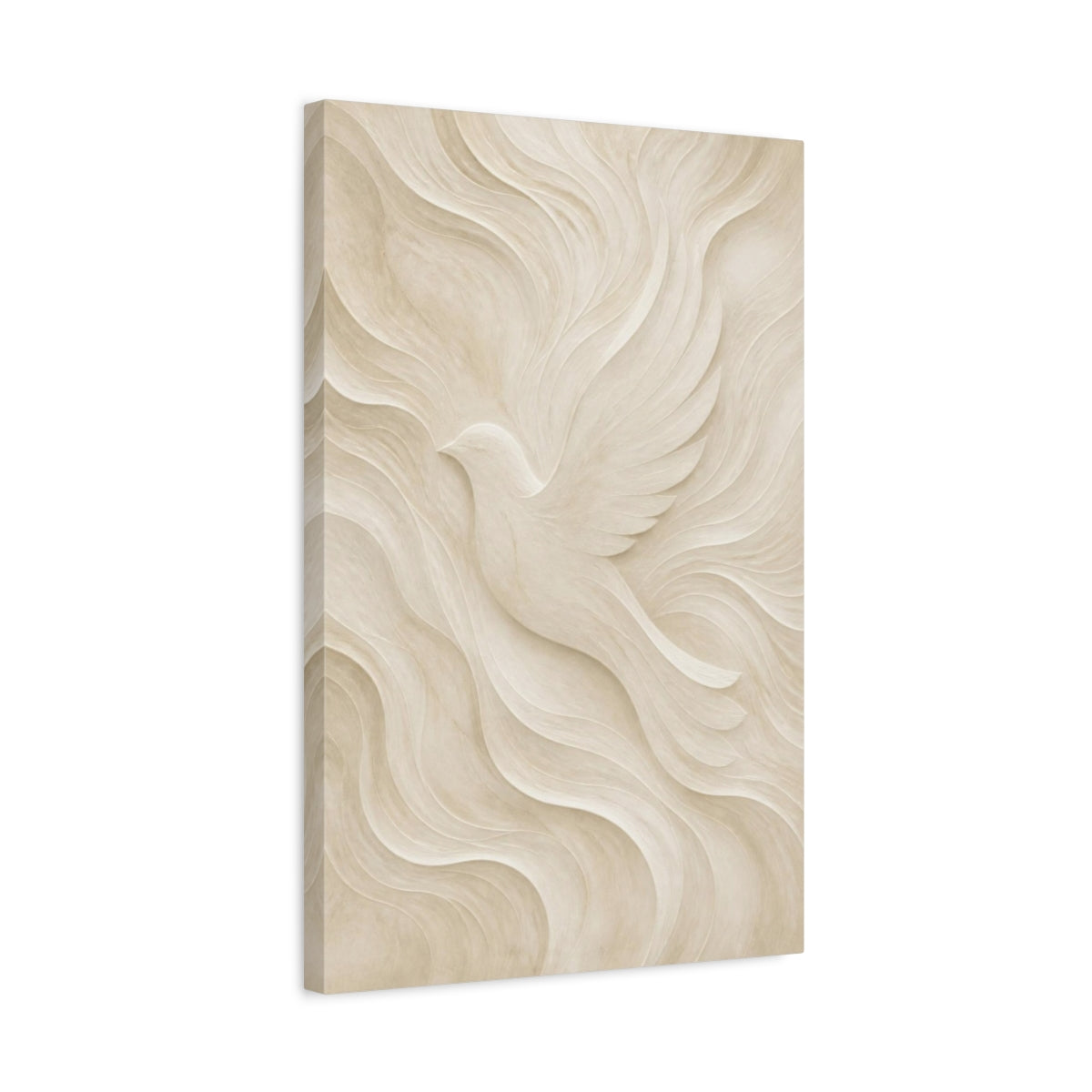 Side Mockup 3. Abstract Dove Relief shown as canvas print