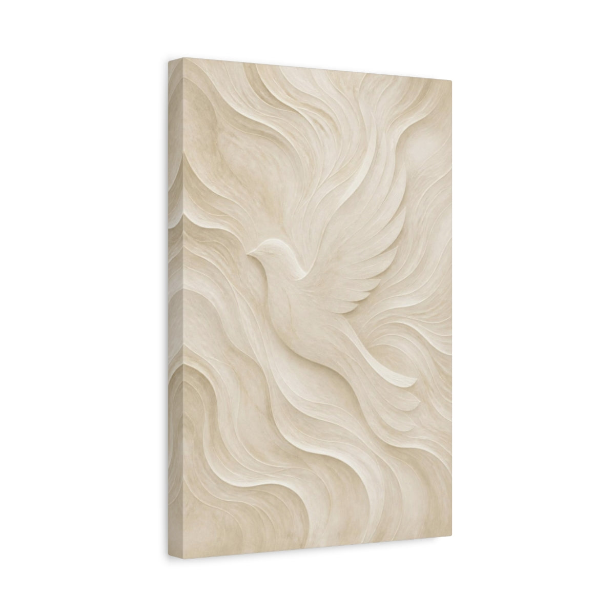 Side Mockup 4. Abstract Dove Relief shown as canvas print