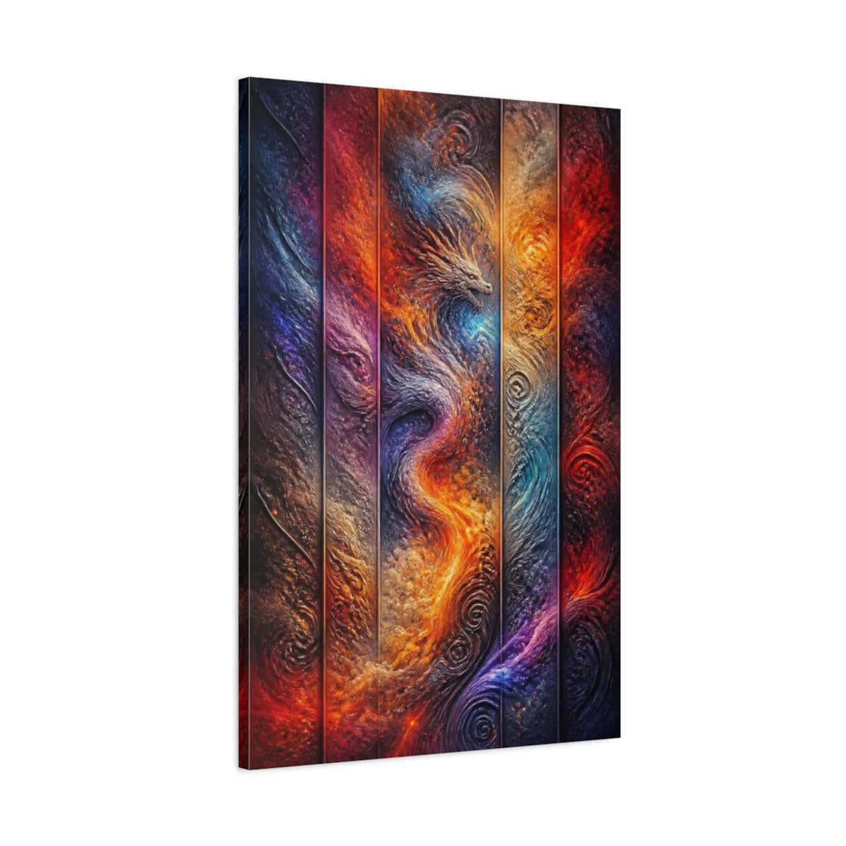 Main Mockup. Abstract Dragon Nebula shown as canvas print