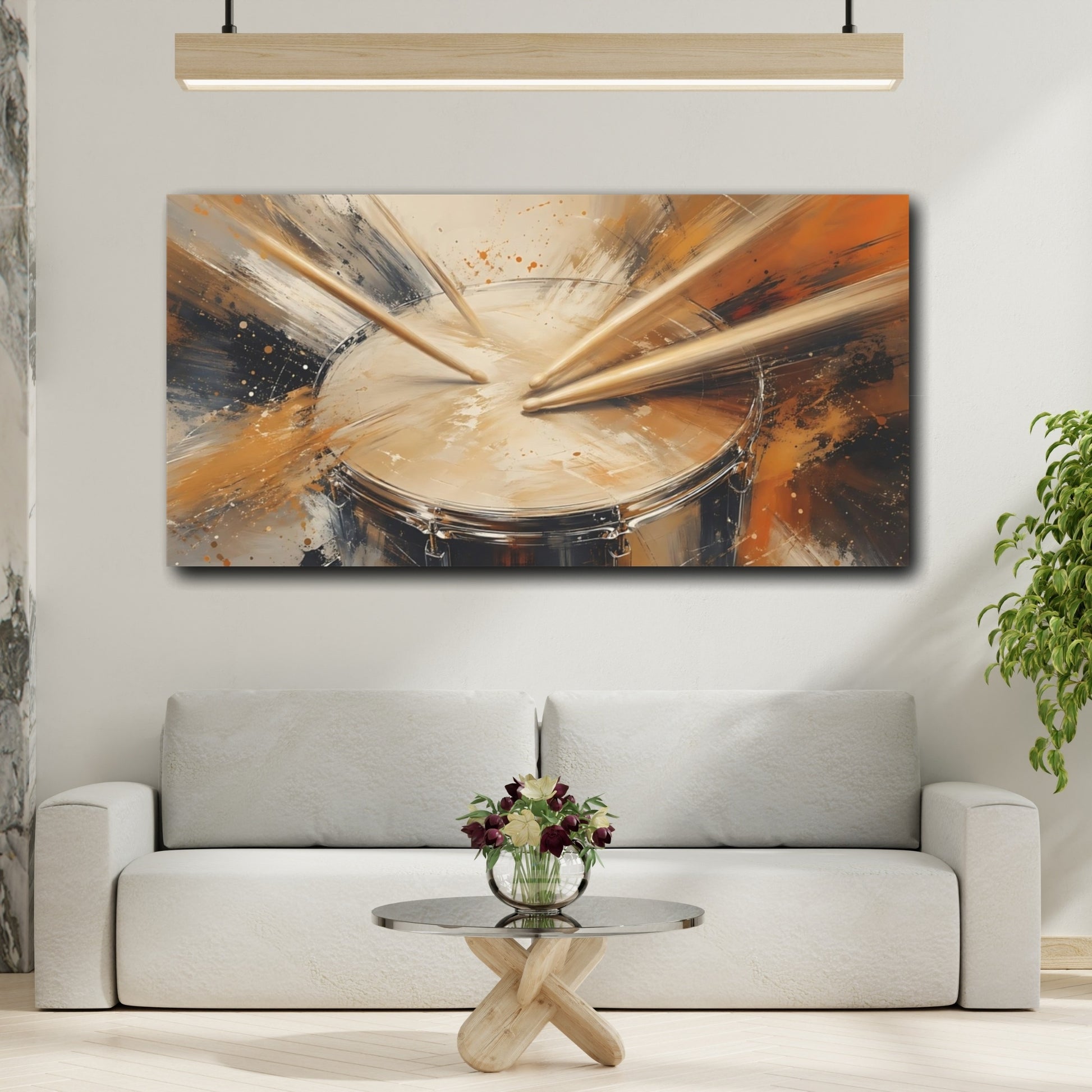 Mockup 3. Abstract Drum Abstract Drum Art shown as stretched canvas wall art