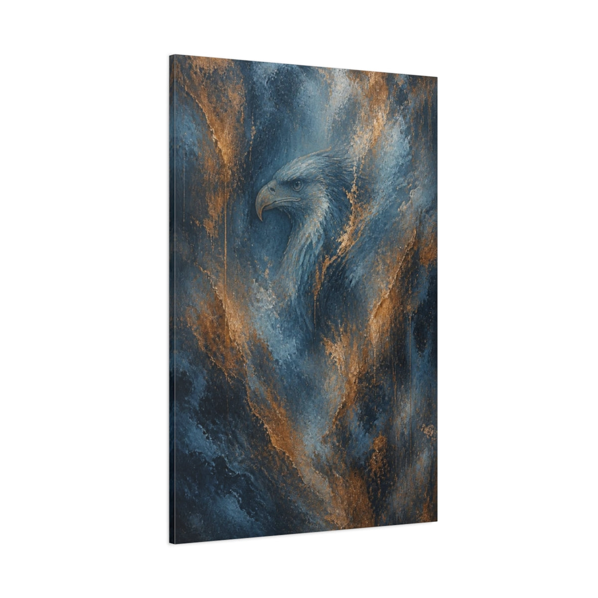 Side Mockup 1. Abstract Eagle Emergence shown as canvas print