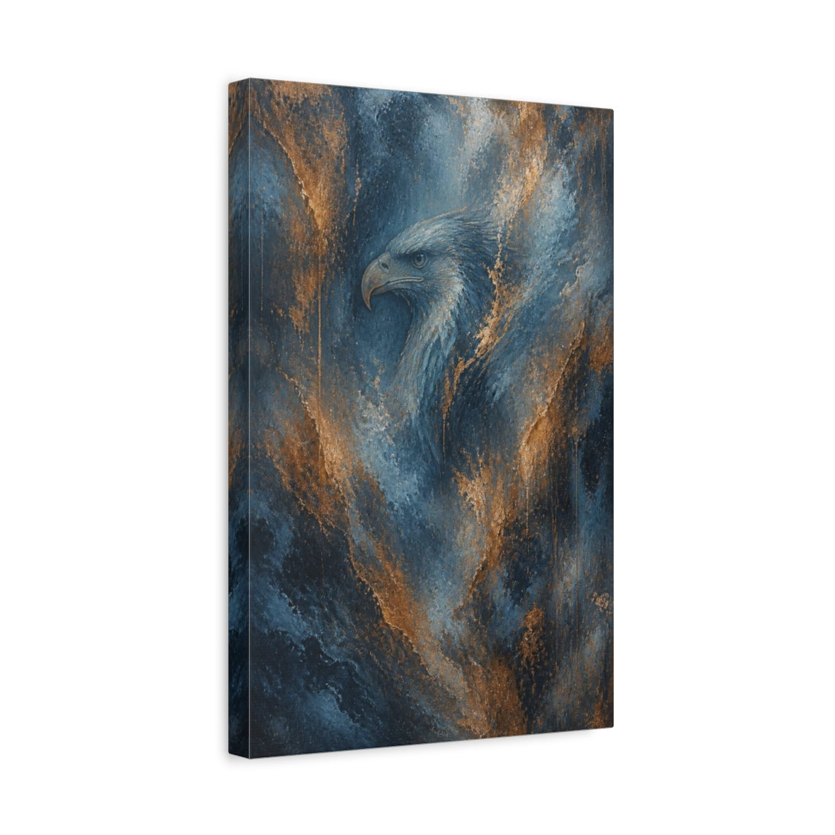 Side Mockup 4. Abstract Eagle Emergence shown as canvas print