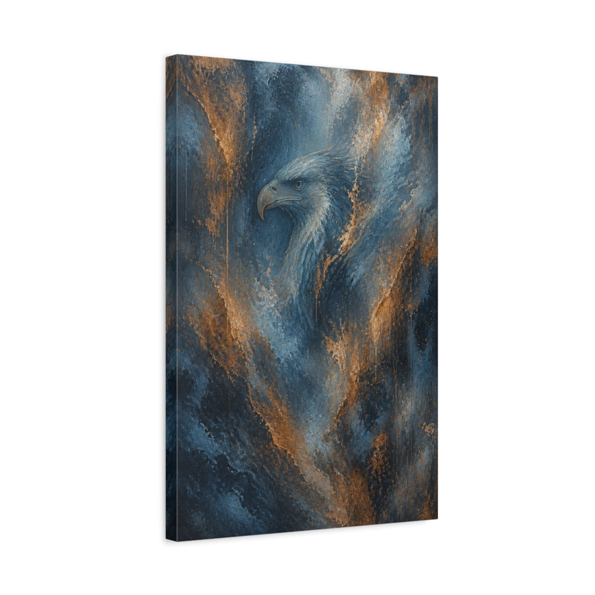 Side Mockup 3. Abstract Eagle Emergence shown as canvas print