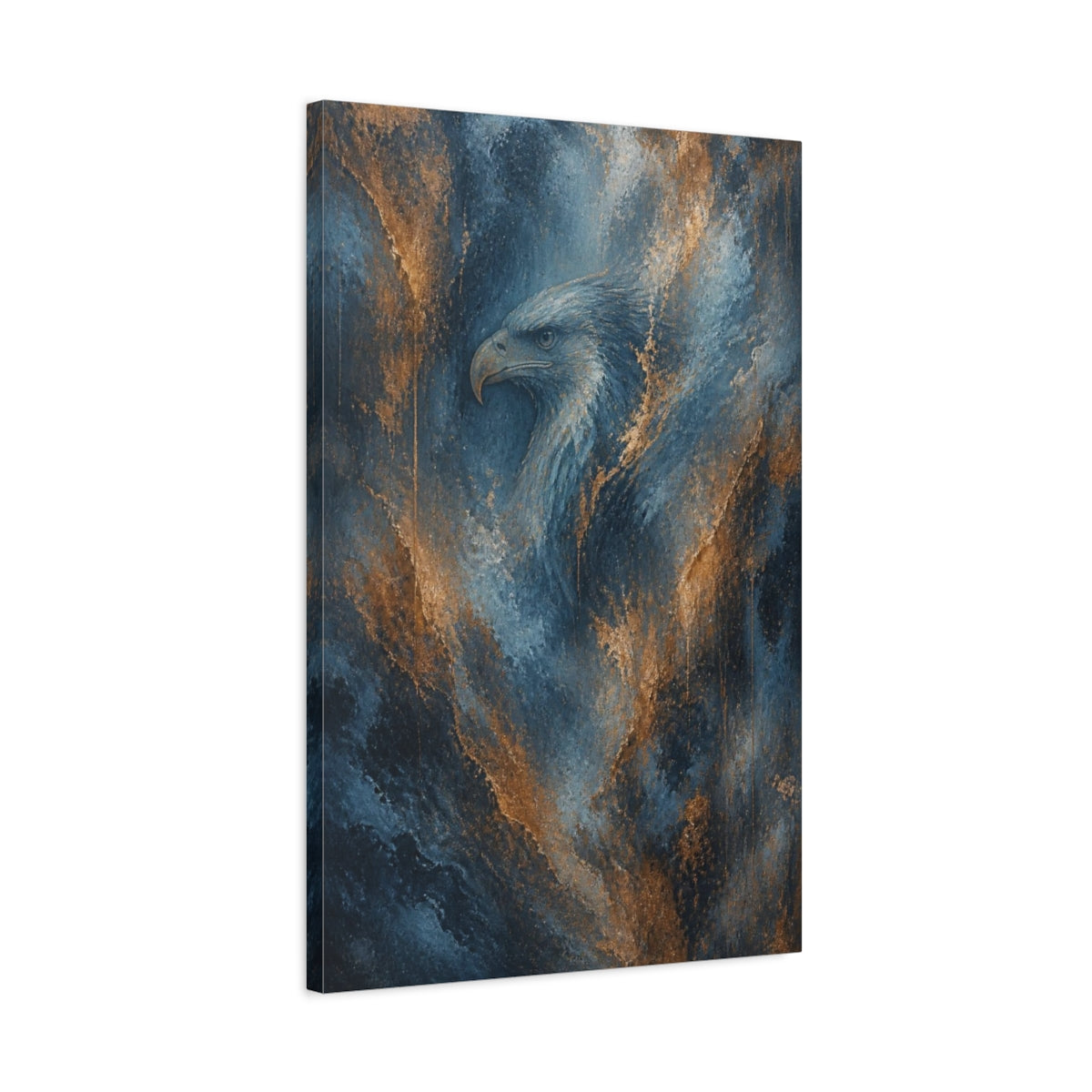 Side Mockup 2. Abstract Eagle Emergence shown as canvas print