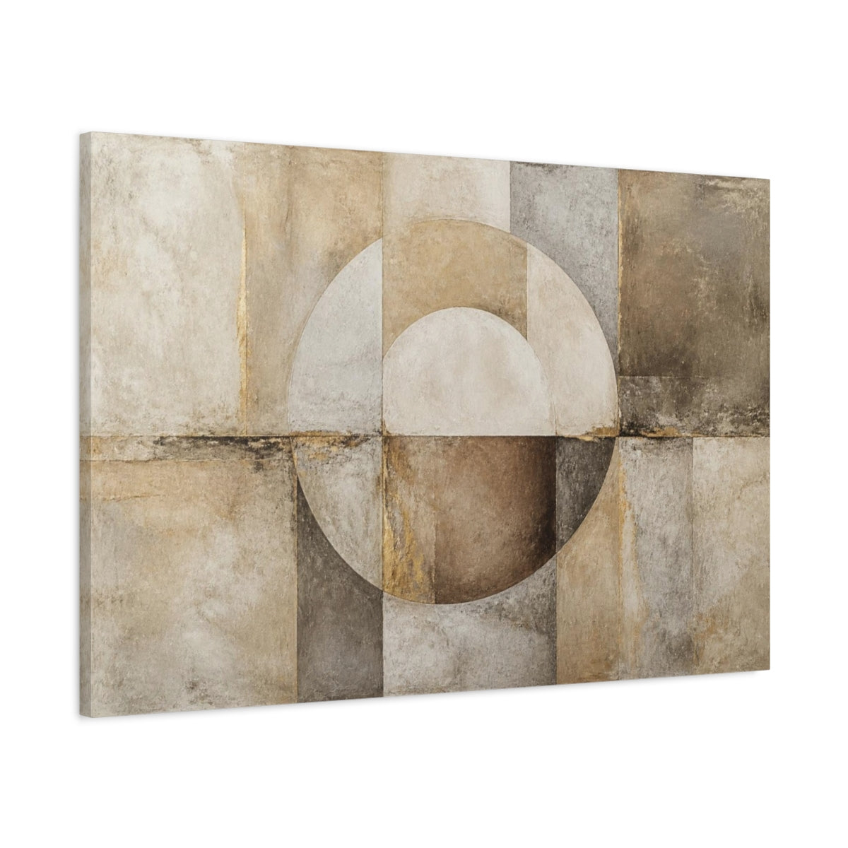 Main Mockup. Abstract Earth Tone Circle shown as canvas print