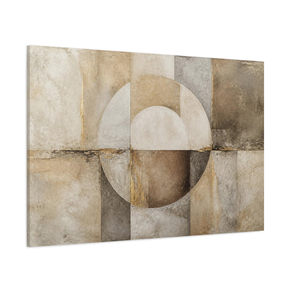 Side Mockup 1. Abstract Earth Tone Circle shown as canvas print