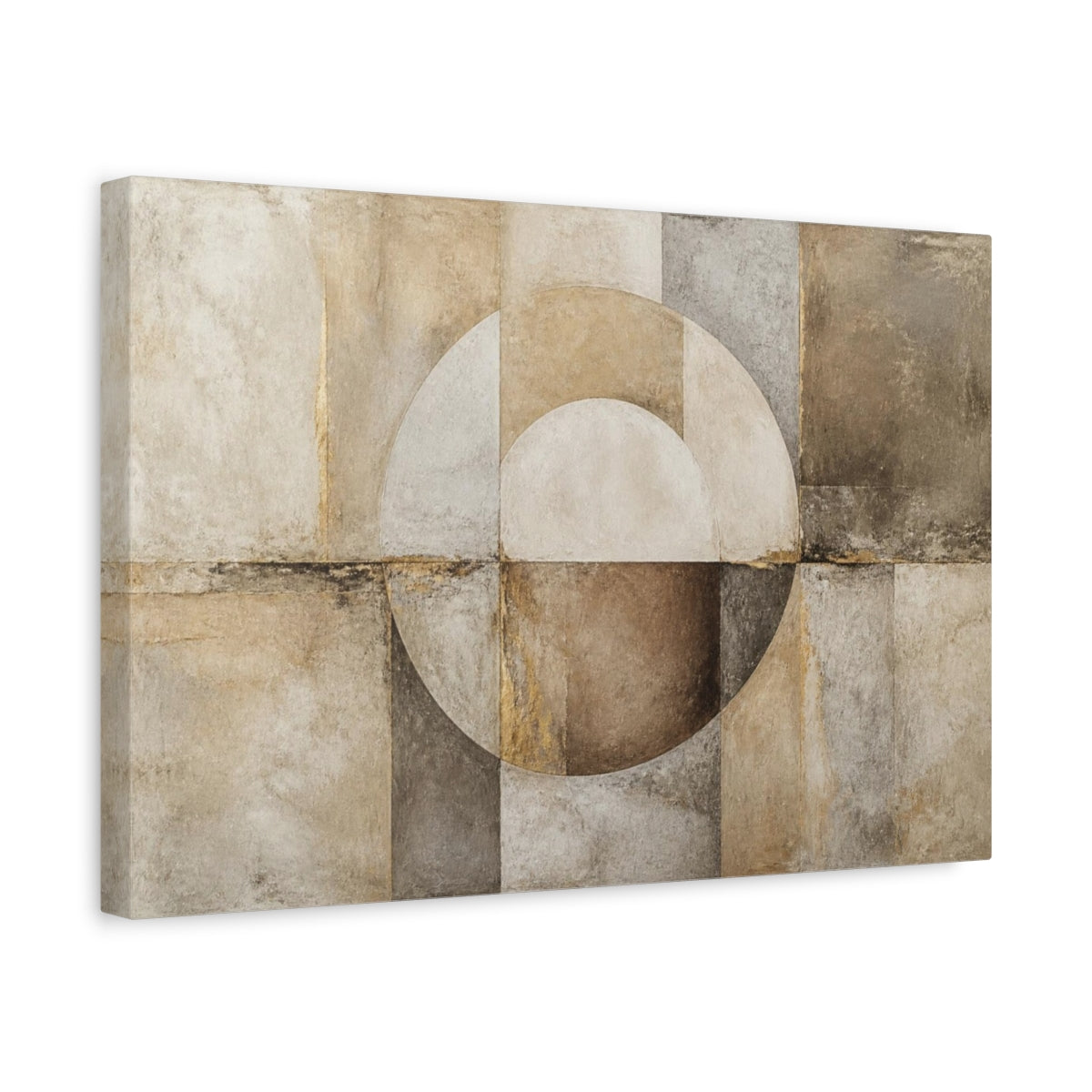 Side Mockup 4. Abstract Earth Tone Circle shown as canvas print