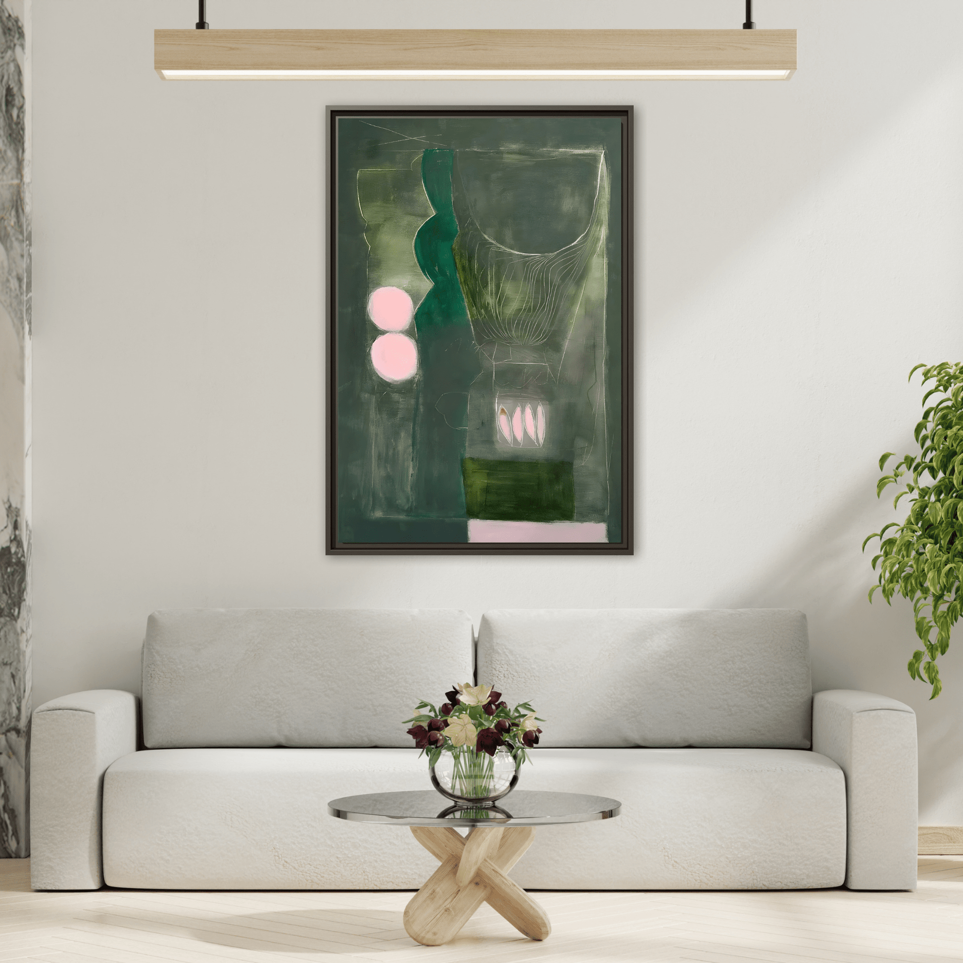 Abstract Eclectic Modern Canvas Painting Print - Extra Large Green Wall Art