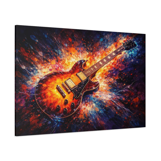Abstract Electric Guitar Colorful Electric Guitar shown as stretched canvas wall art
