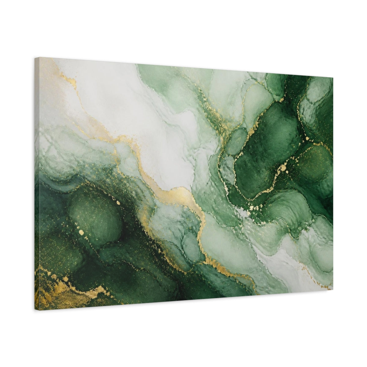 Main Mockup. Abstract Emerald Marble shown as canvas print