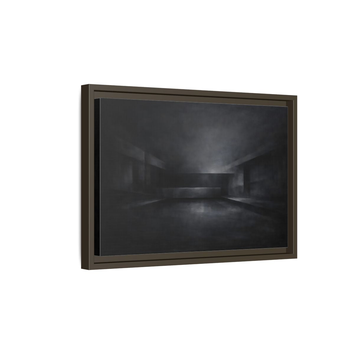 Side Mockup 5. Abstract Empty Room Black And Grey shown as stretched canvas wall art