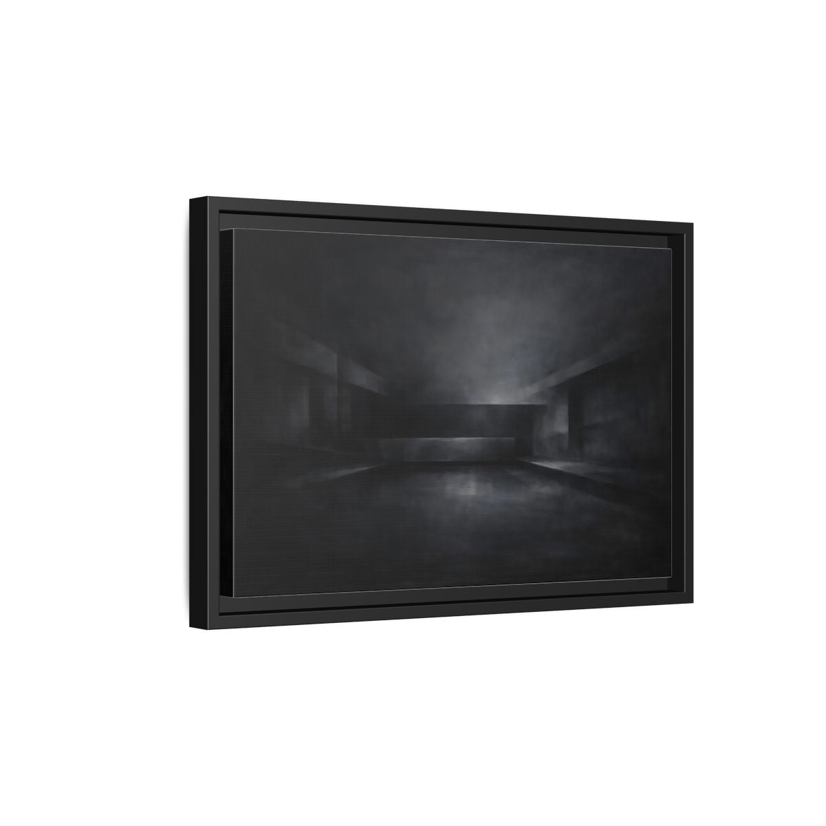 Side Mockup 6. Abstract Empty Room Black And Grey shown as stretched canvas wall art