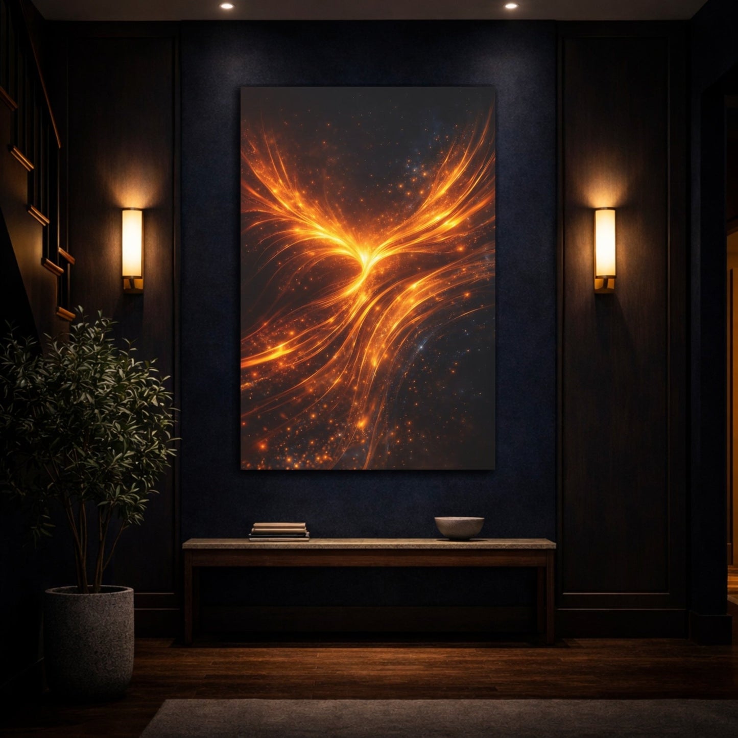 Abstract Energy Burst Orange - Canvas Wall Art Print - YesArtYes