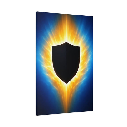 Abstract Energy Shield Blue And Gold - Canvas Wall Art Print - YesArtYes