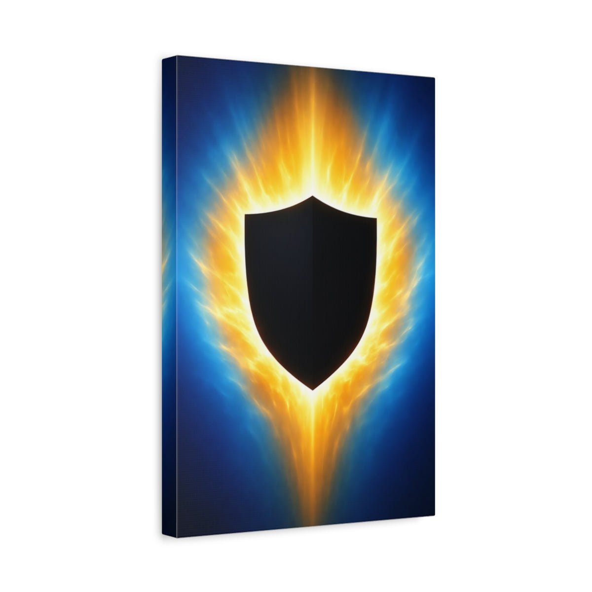 Abstract Energy Shield Blue And Gold - Canvas Wall Art Print - YesArtYes