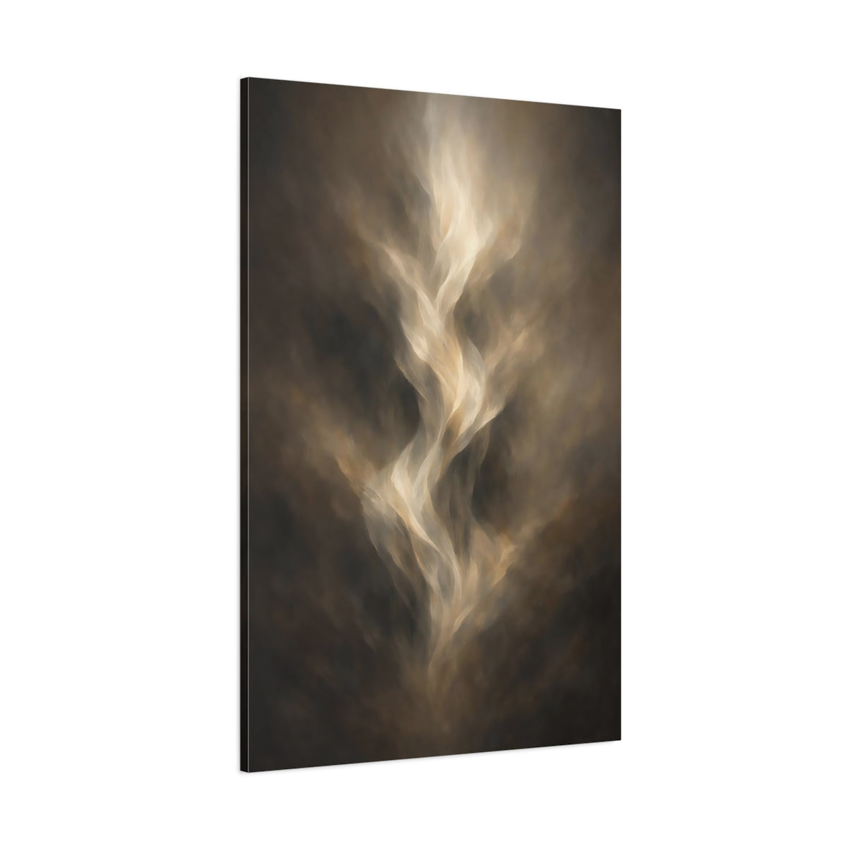 Main Mockup. Abstract Ethereal Energy Brown And Gold shown as stretched canvas wall art