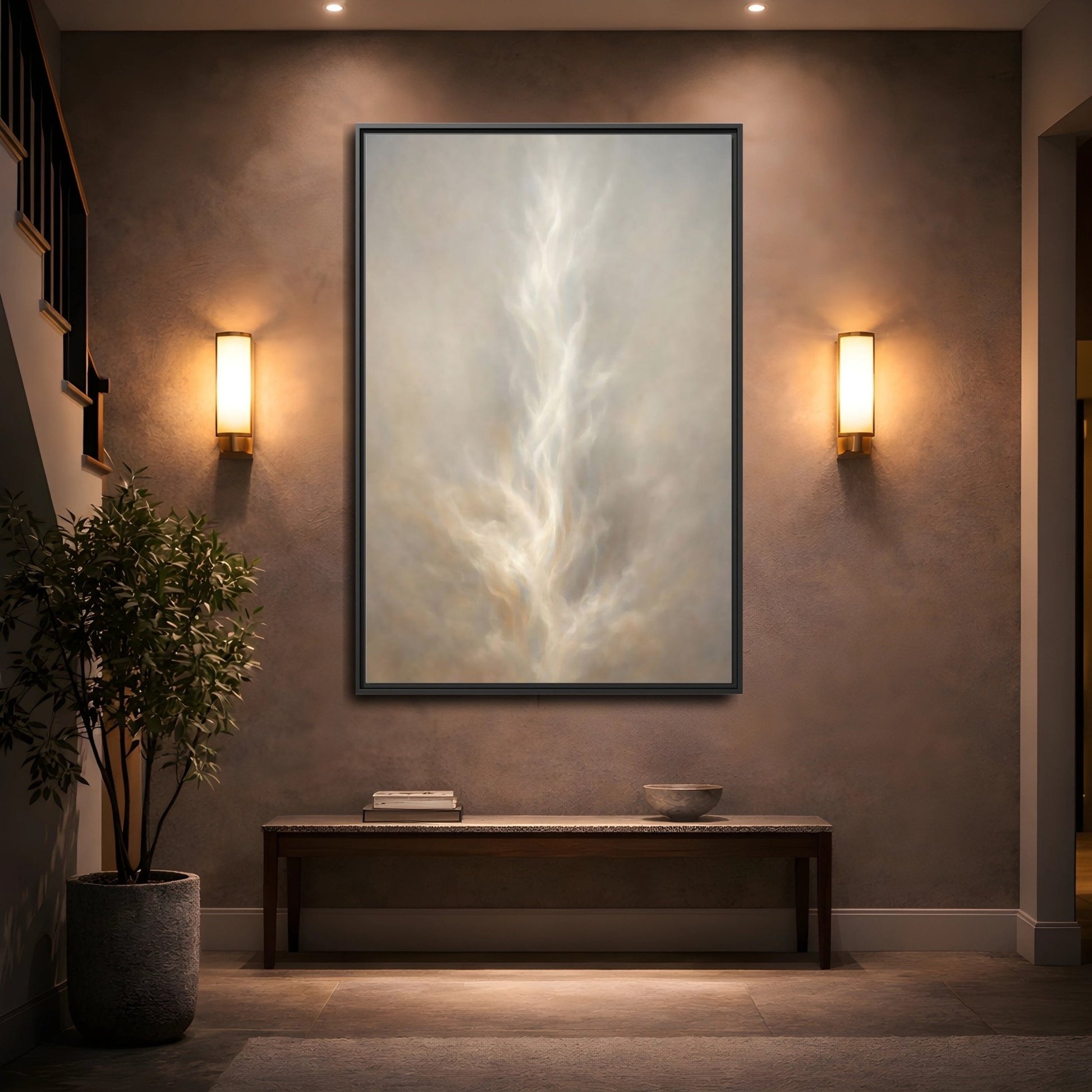 Abstract Ethereal Form Warm - Framed Canvas Wall Art Print - YesArtYes