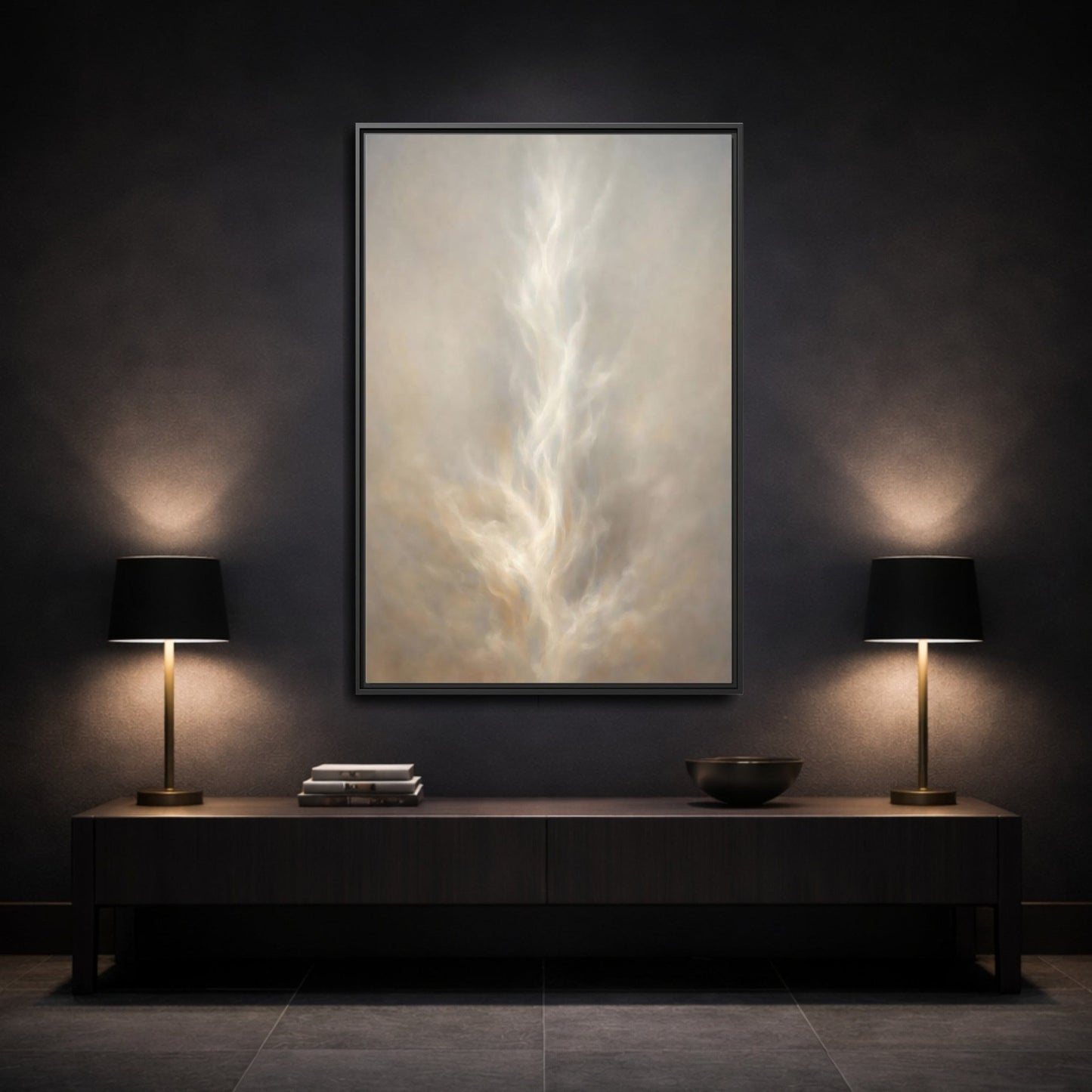 Abstract Ethereal Form Warm - Framed Canvas Wall Art Print - YesArtYes