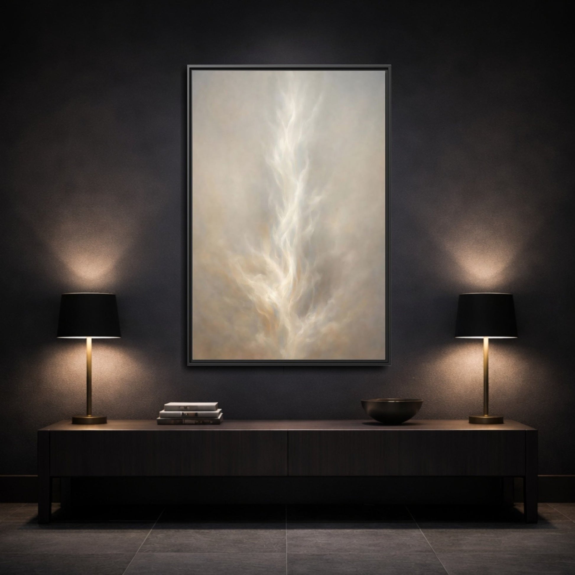 Abstract Ethereal Form Warm - Framed Canvas Wall Art Print - YesArtYes