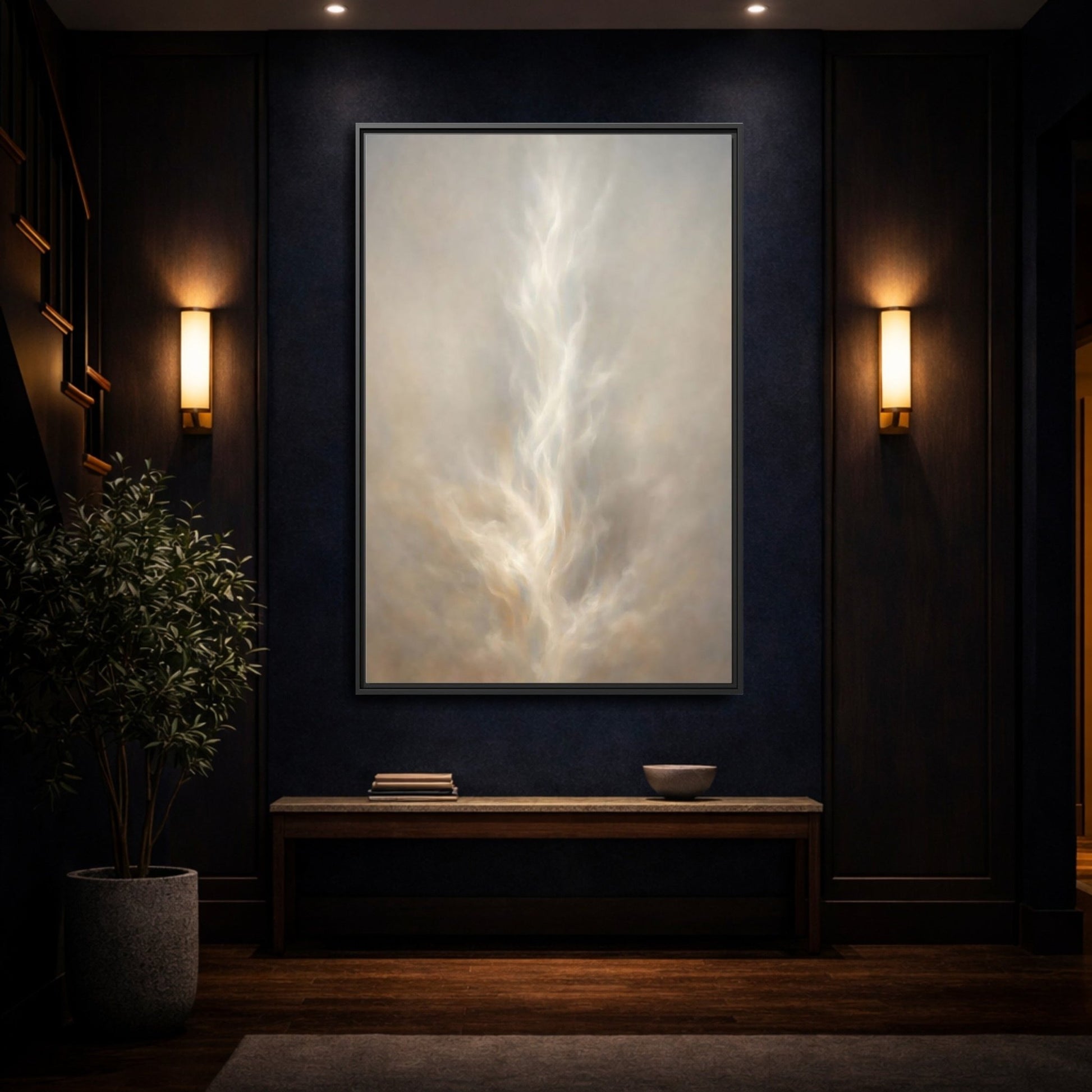 Abstract Ethereal Form Warm - Framed Canvas Wall Art Print - YesArtYes