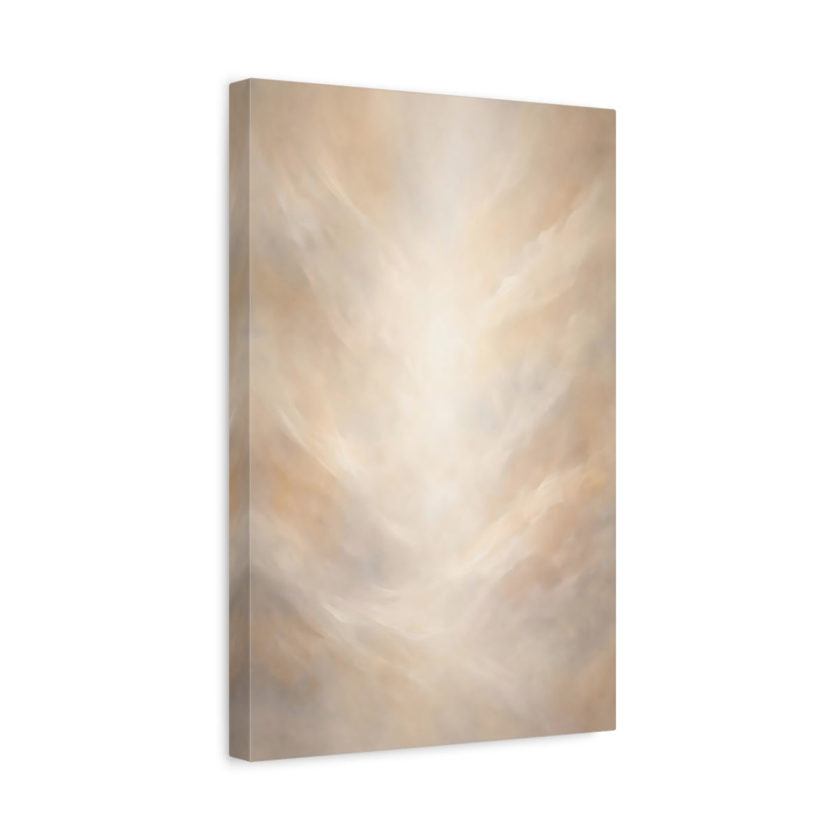 Side Mockup 4. Abstract Ethereal Light Cream Abstract shown as stretched canvas wall art