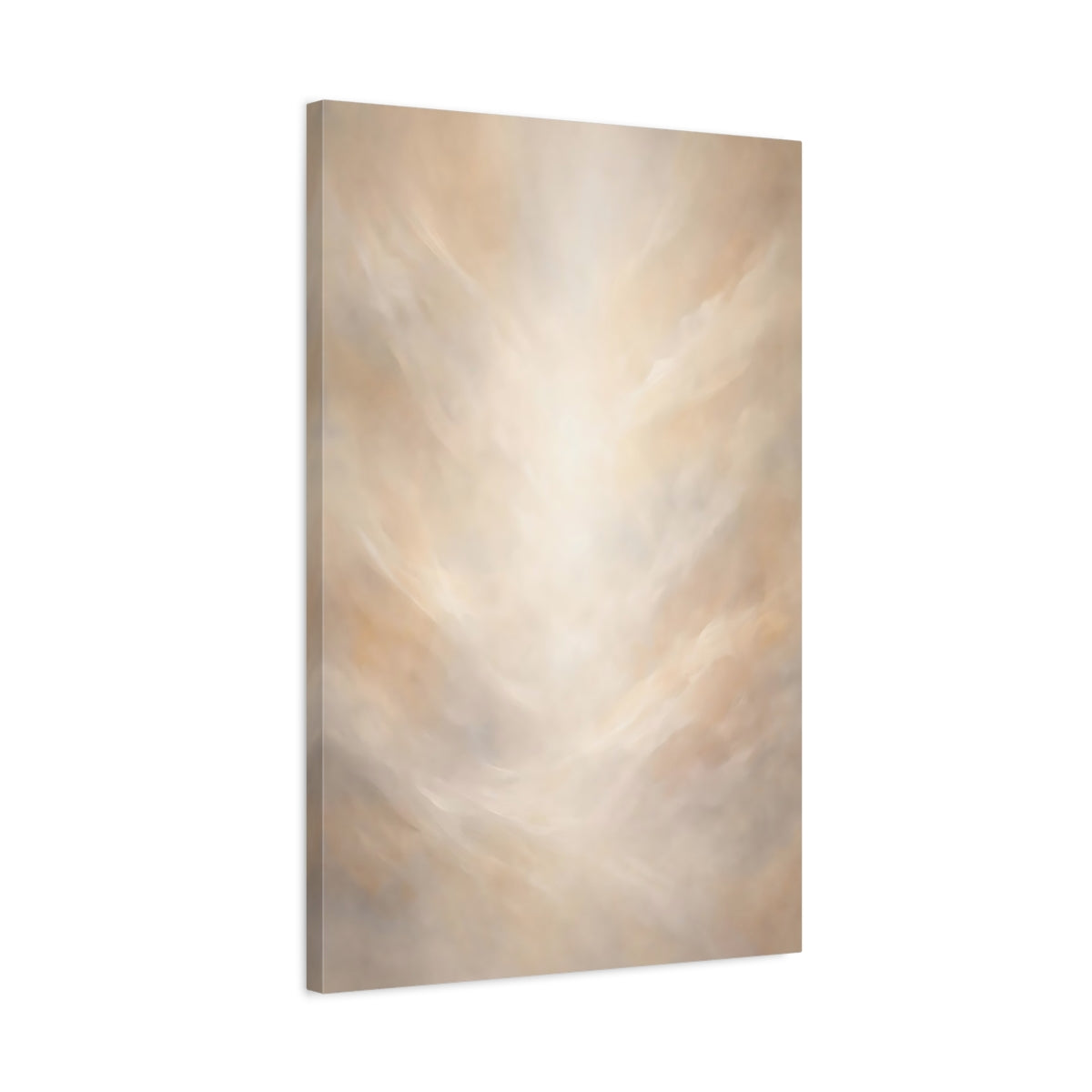 Side Mockup 2. Abstract Ethereal Light Cream Abstract shown as stretched canvas wall art