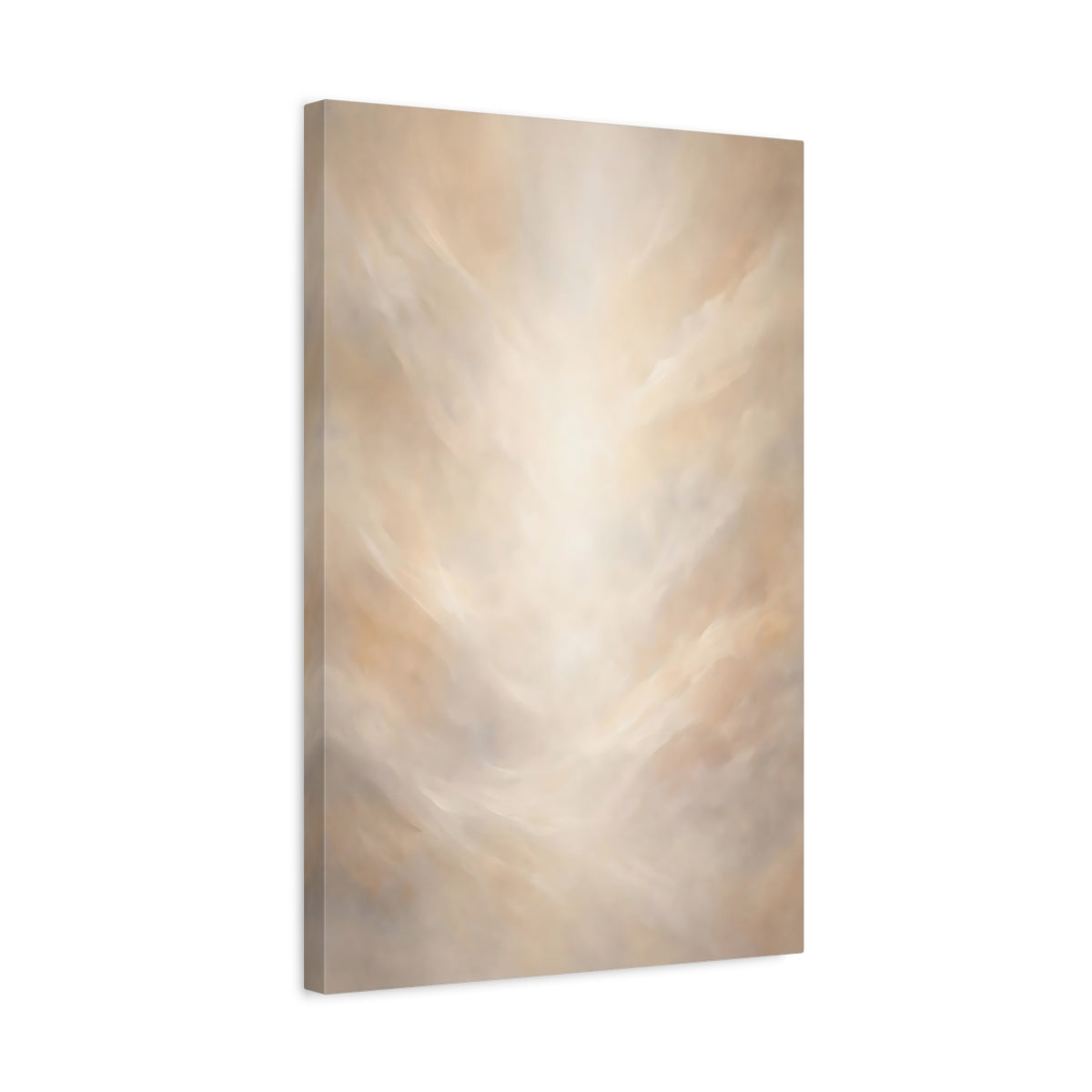 Side Mockup 3. Abstract Ethereal Light Cream Abstract shown as stretched canvas wall art