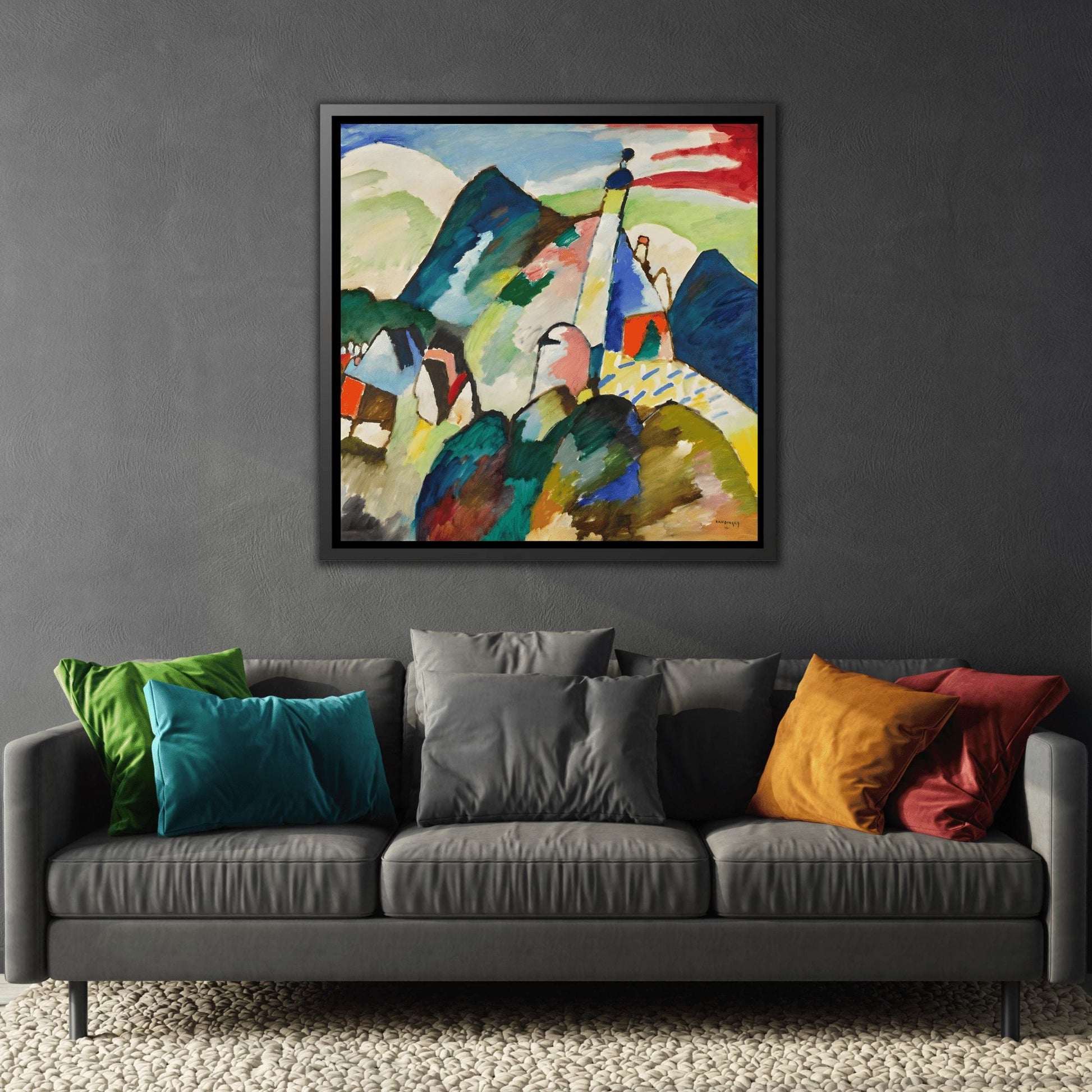 Abstract Kandinsky Murnau with Church Canvas Wall Art Print