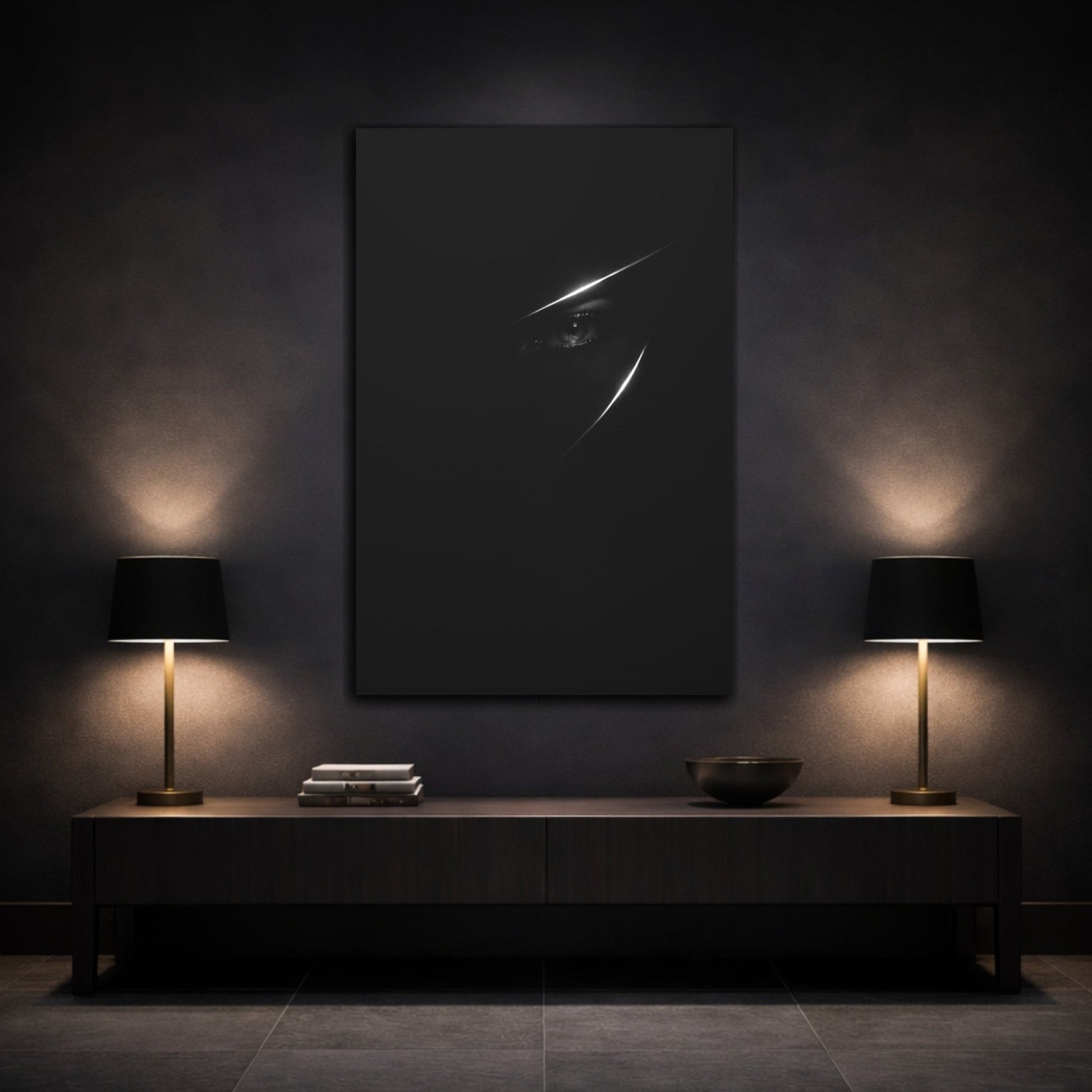 Abstract Eye Black And - Canvas Wall Art Print - YesArtYes