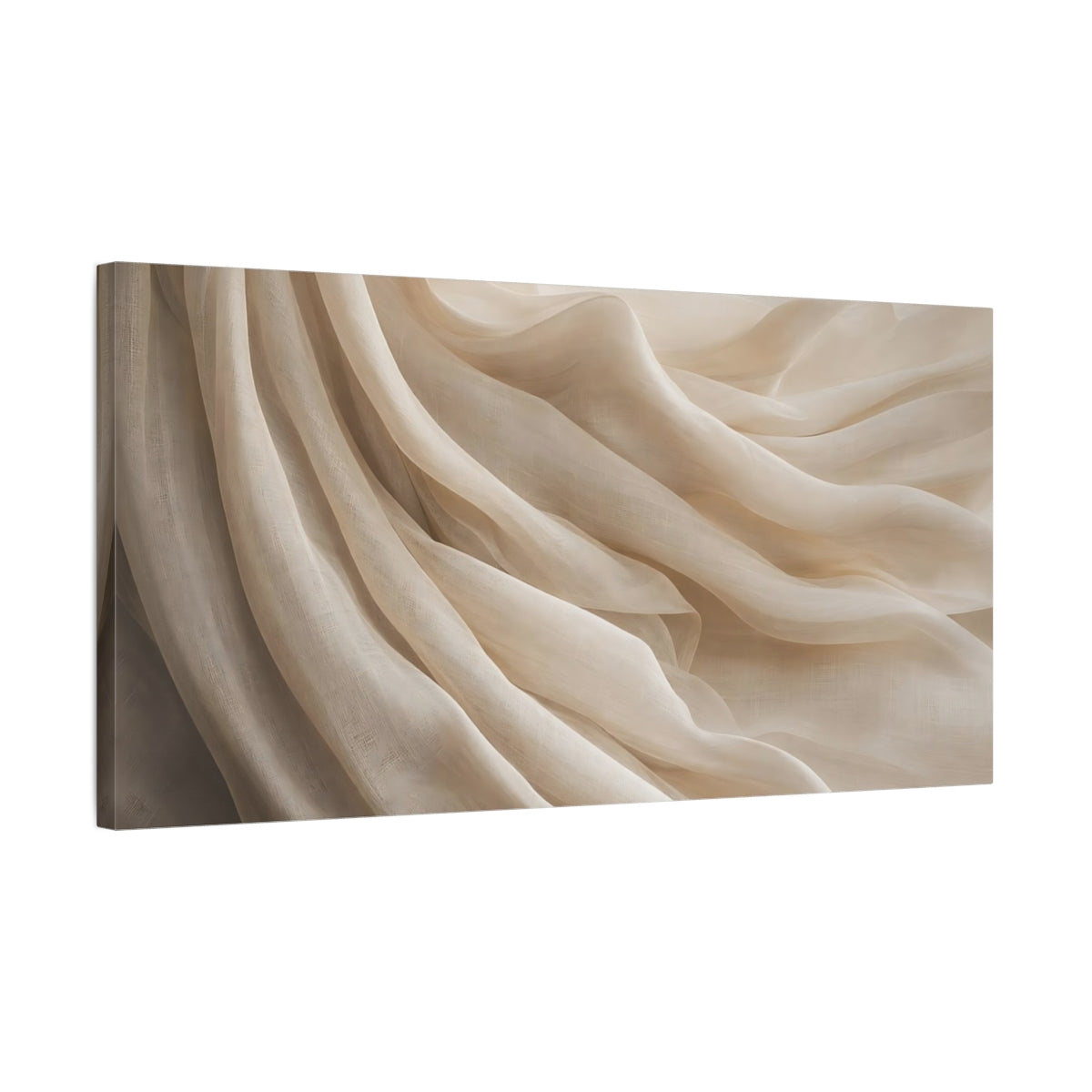 Side Mockup 1. Abstract Fabric Folds Neutral Fabric shown as stretched canvas wall art