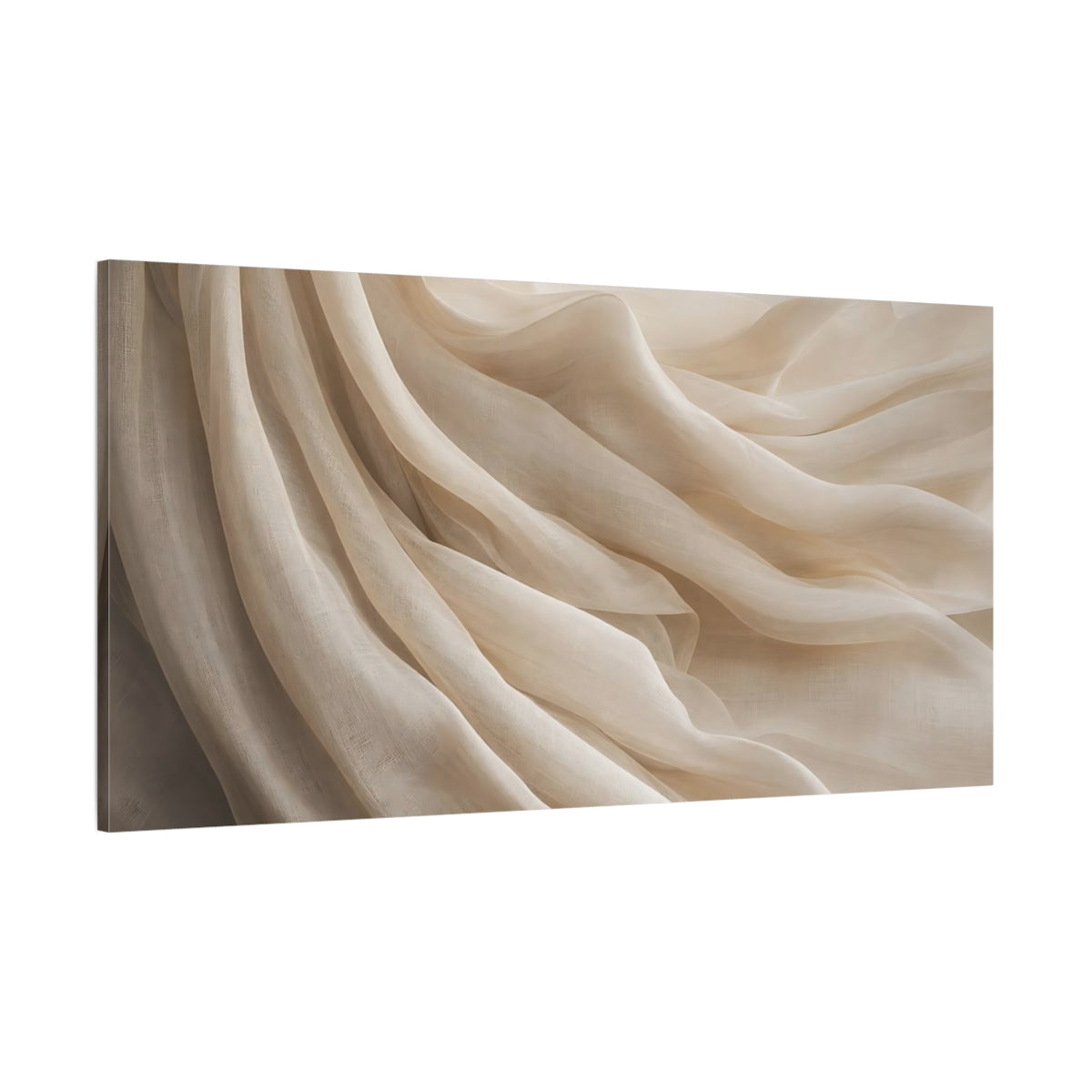Side Mockup 2. Abstract Fabric Folds Neutral Fabric shown as stretched canvas wall art