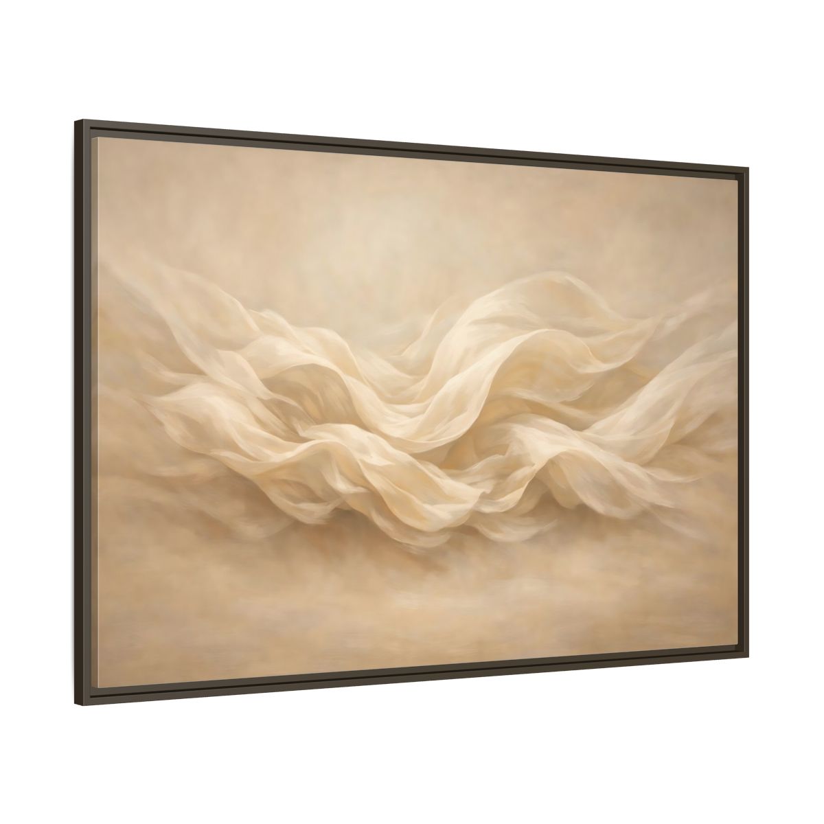 Main Mockup. Abstract Fabric Waves Cream And Beige shown as stretched canvas wall art