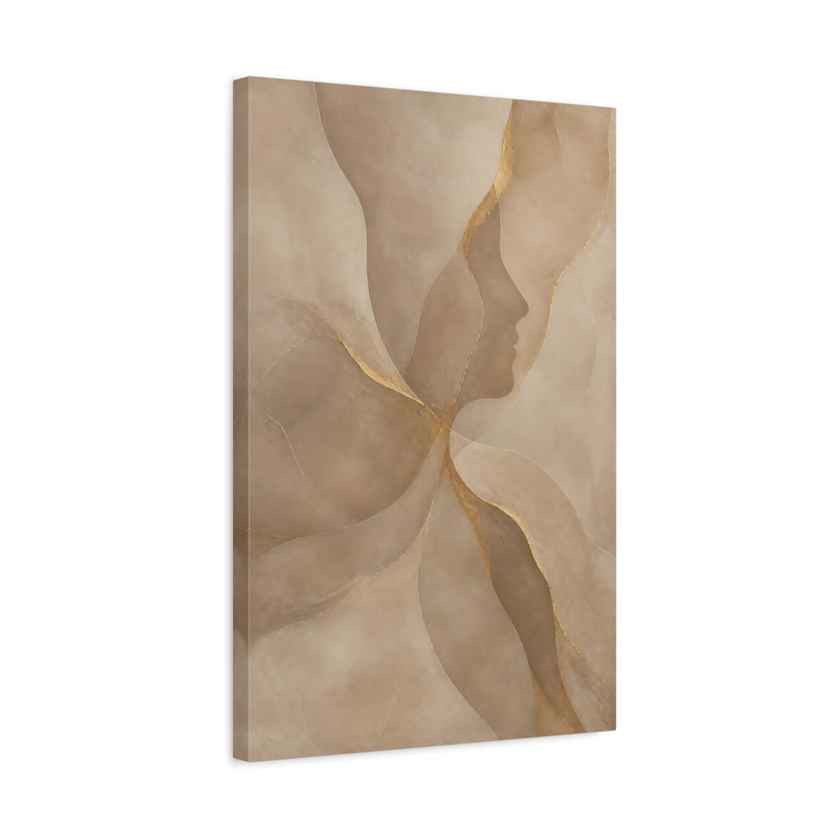 Side Mockup 3. Abstract Face Silhouette shown as canvas print