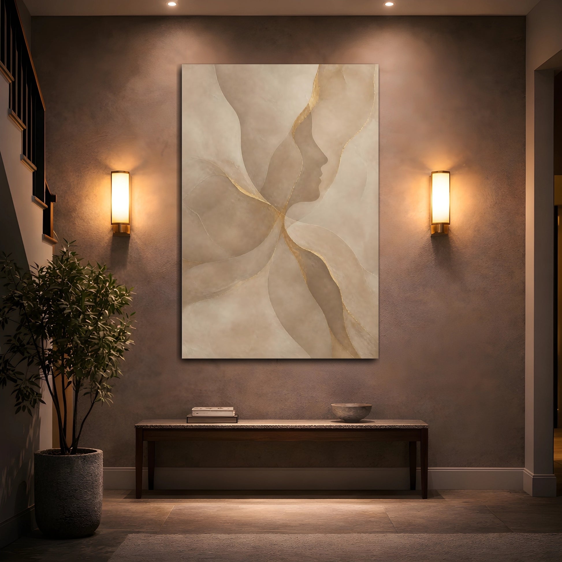 Mockup 2. Abstract Face Silhouette shown as canvas print